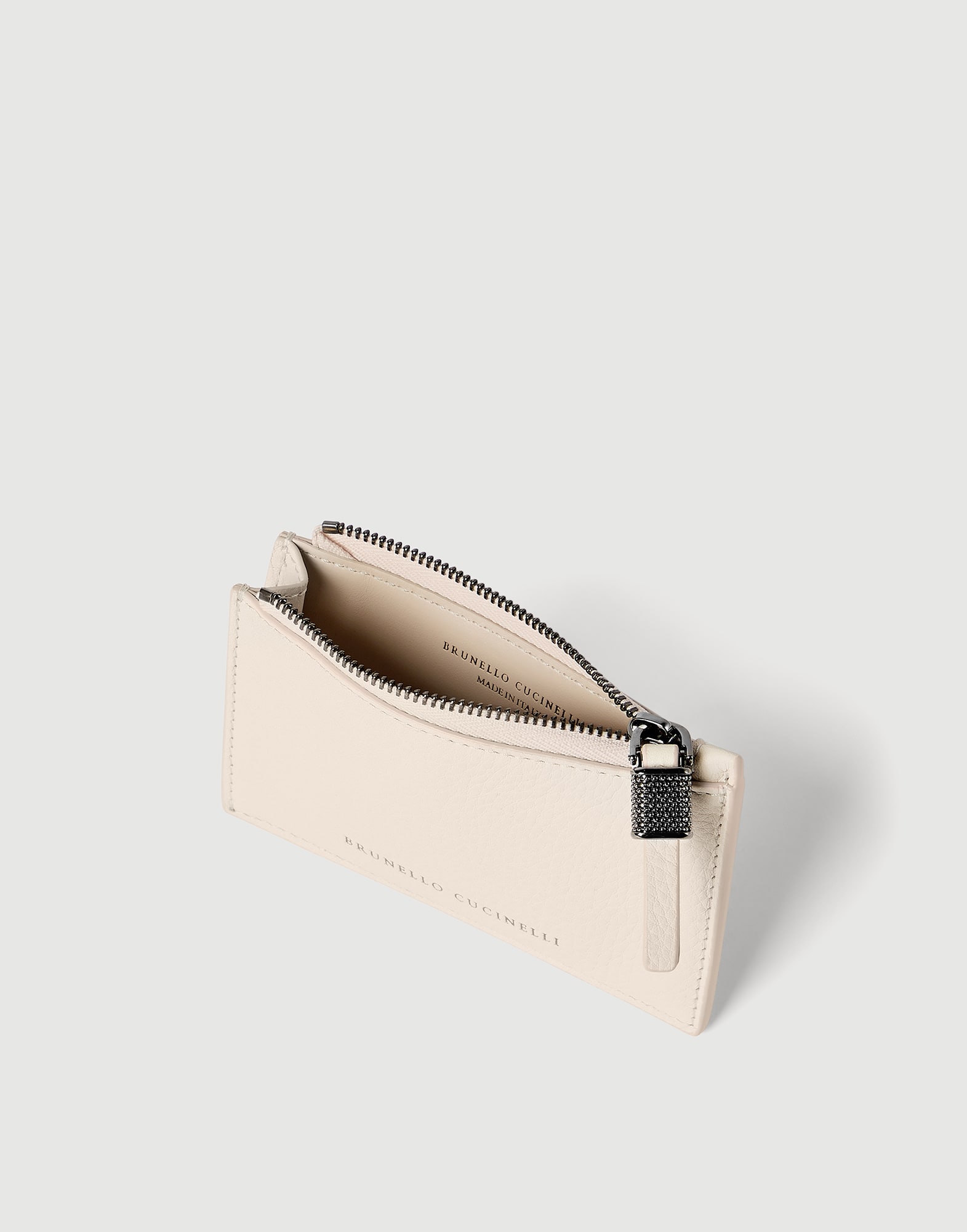 Calfskin card case for Woman in Ivory | Brunello Cucinelli