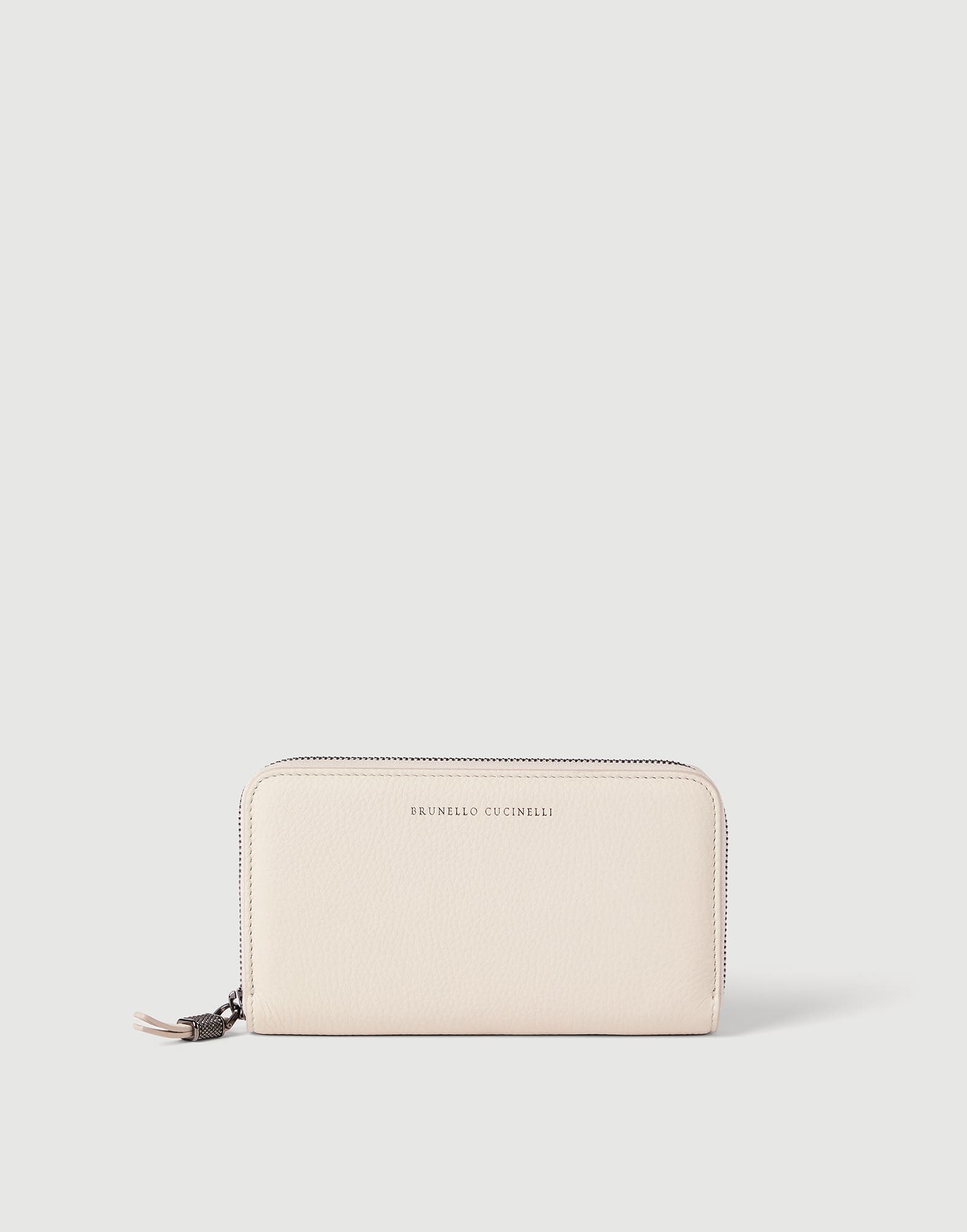 Calfskin wallet with monili Ivory Woman - Brunello Cucinelli