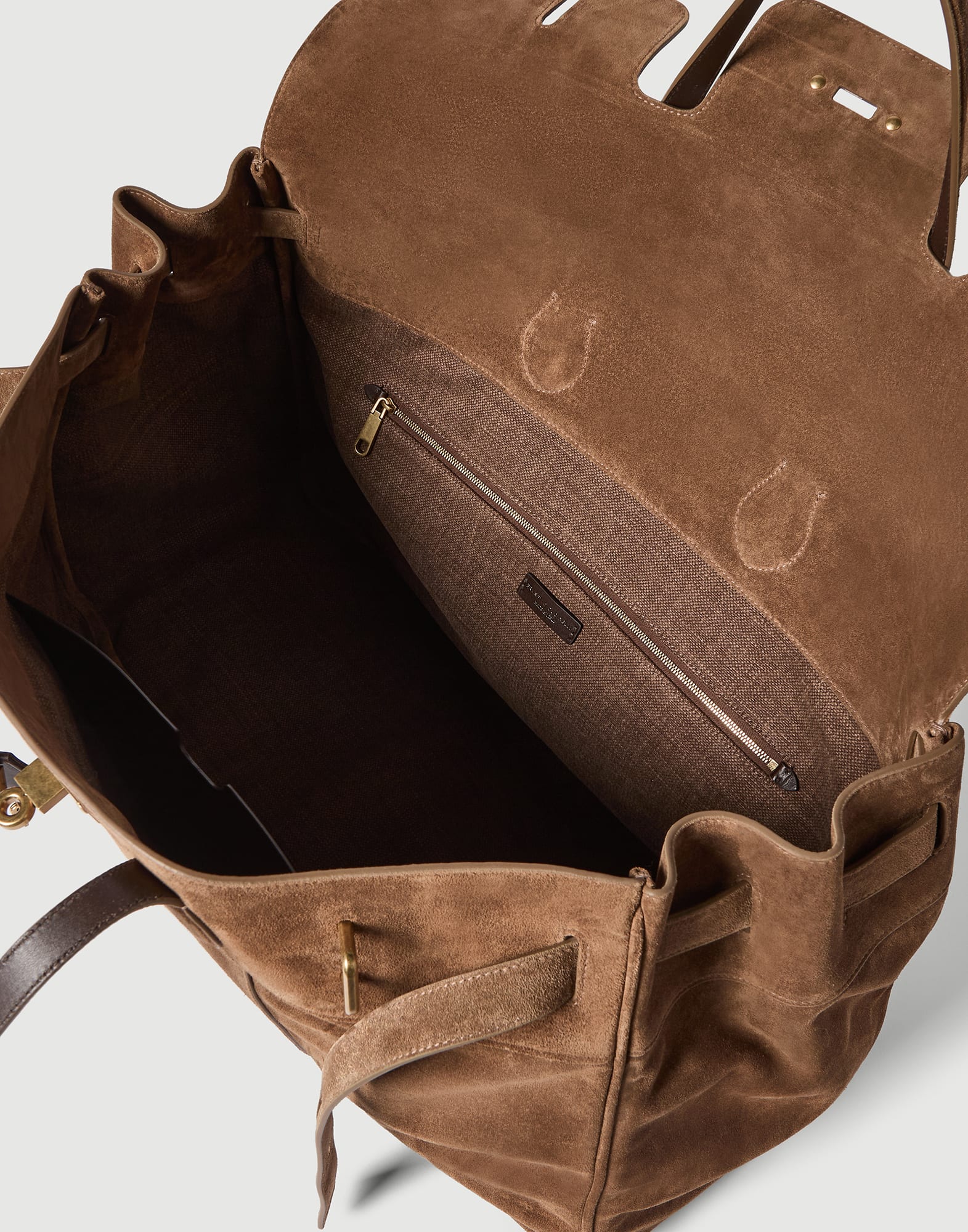 Explorer travel bag in suede for Woman in Caramel | Brunello Cucinelli