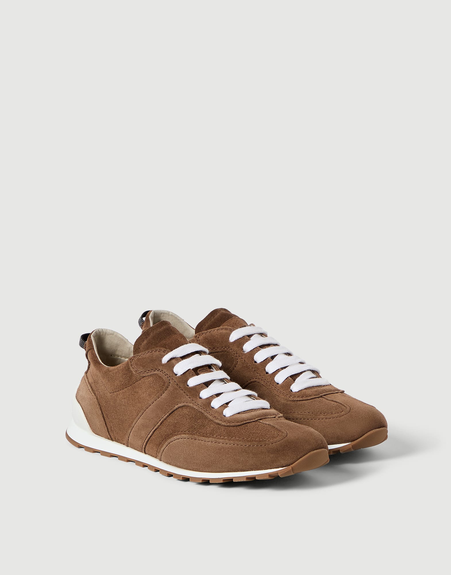 Suede sneakers with monili Caramel Woman - Brunello Cucinelli