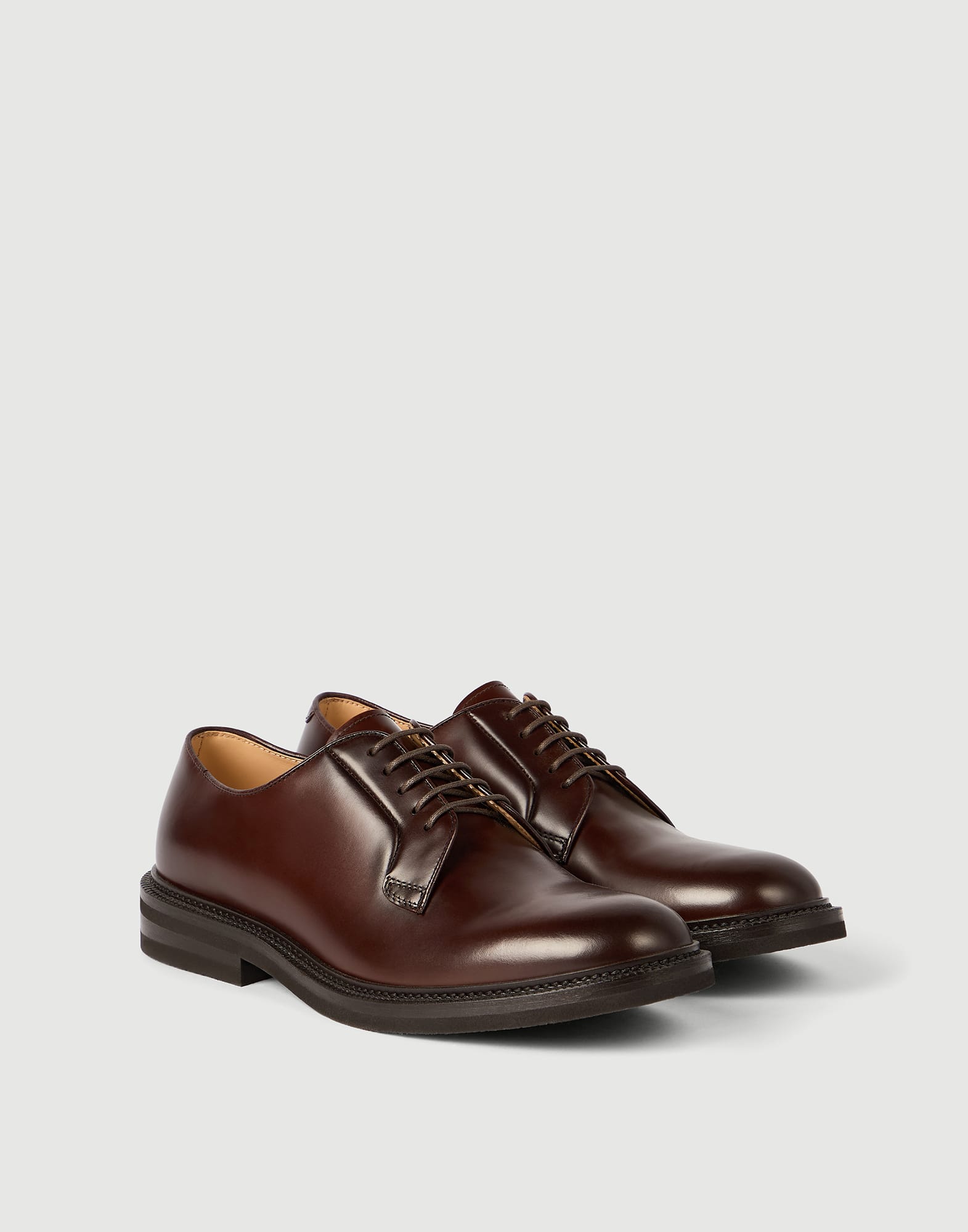 Aged calfskin Derbys Chestnut Man - Brunello Cucinelli