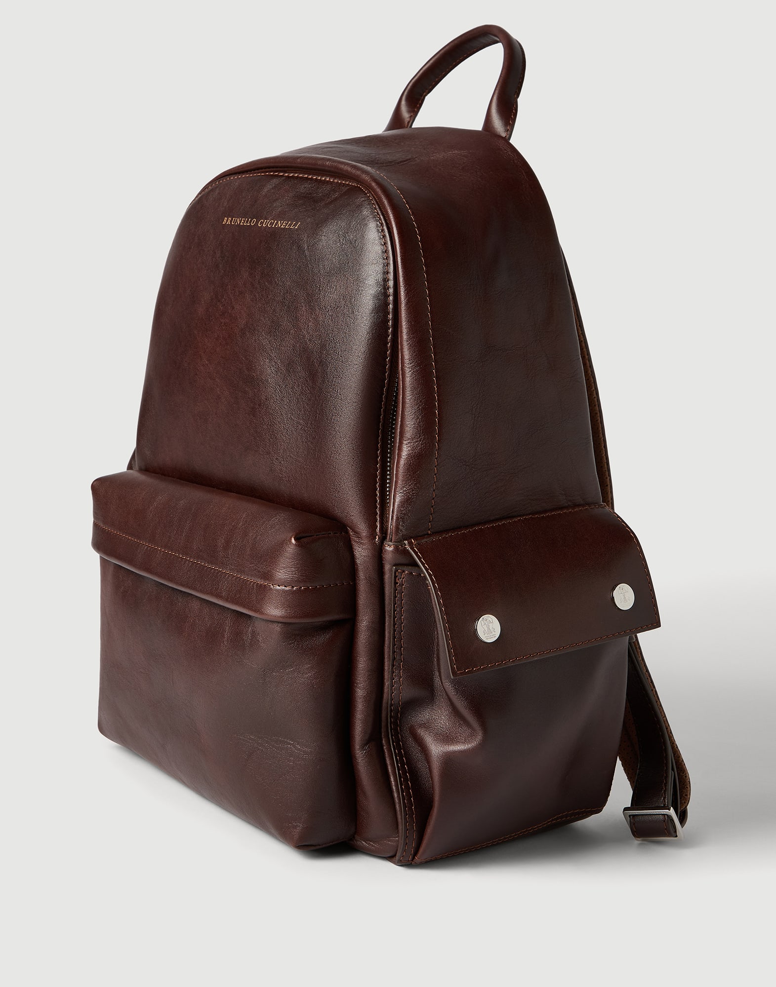 Calfskin travel backpack for Man in Burgundy | Brunello Cucinelli
