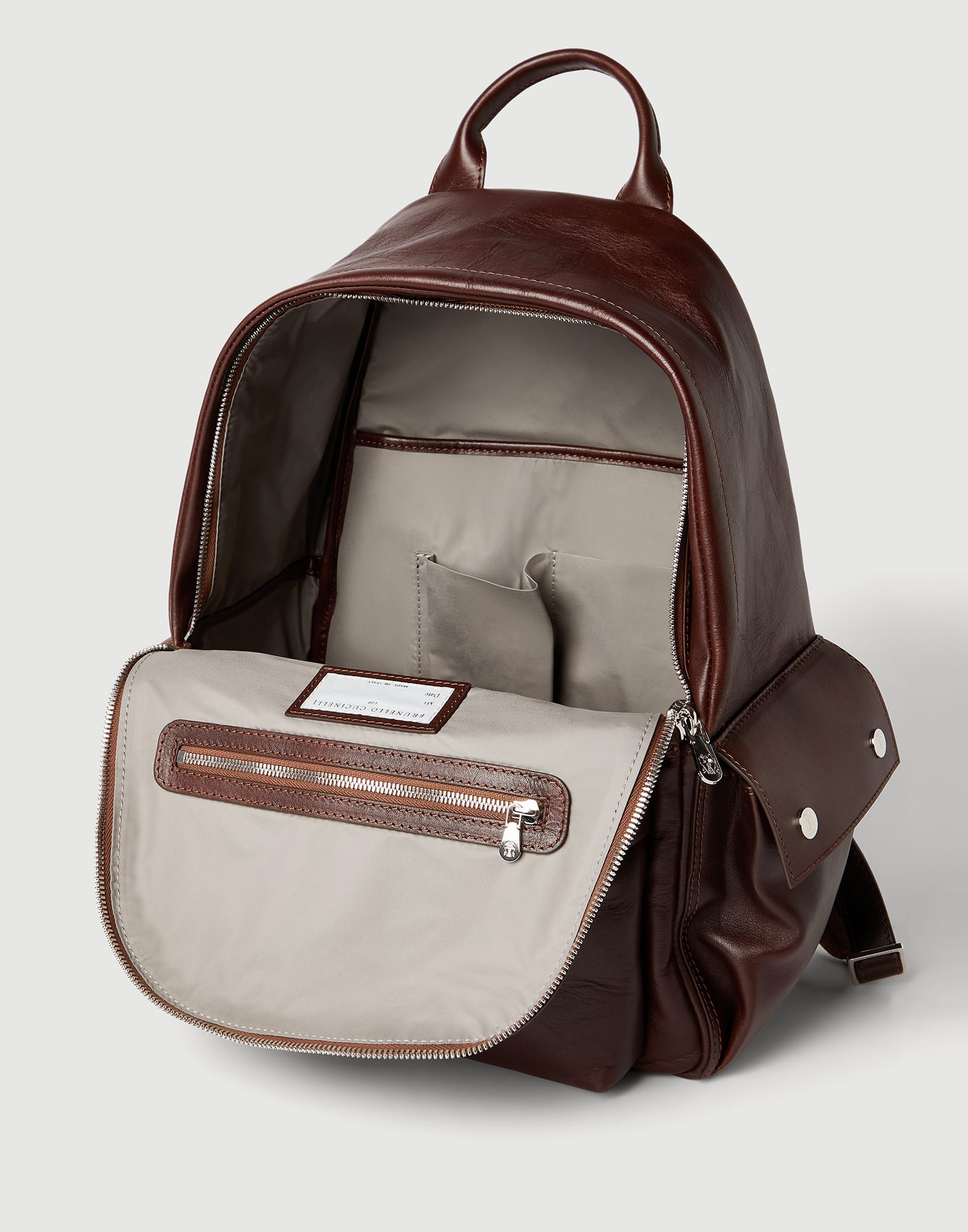 Calfskin travel backpack for Man in Burgundy | Brunello Cucinelli