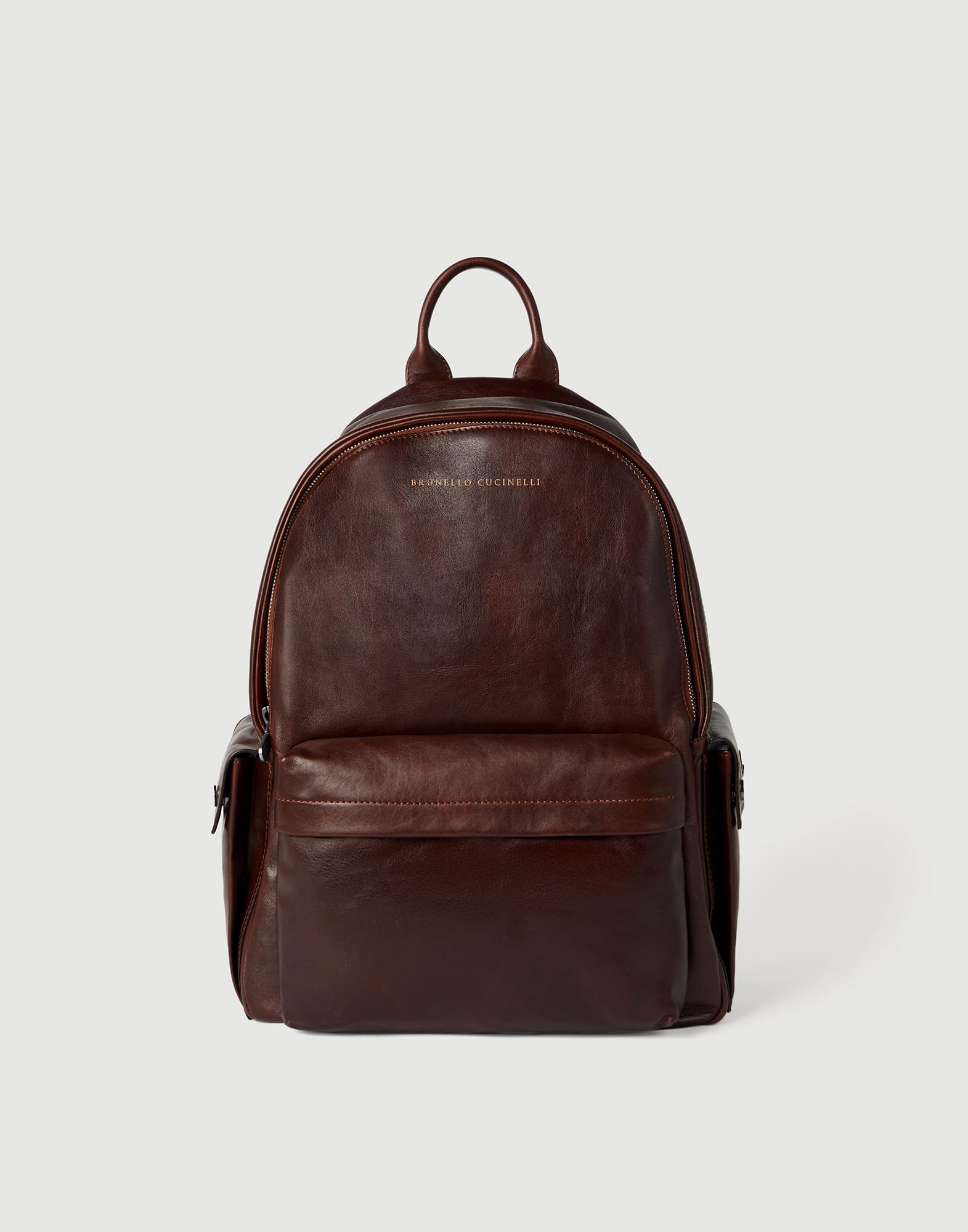 Calfskin travel backpack for Man in Burgundy | Brunello Cucinelli