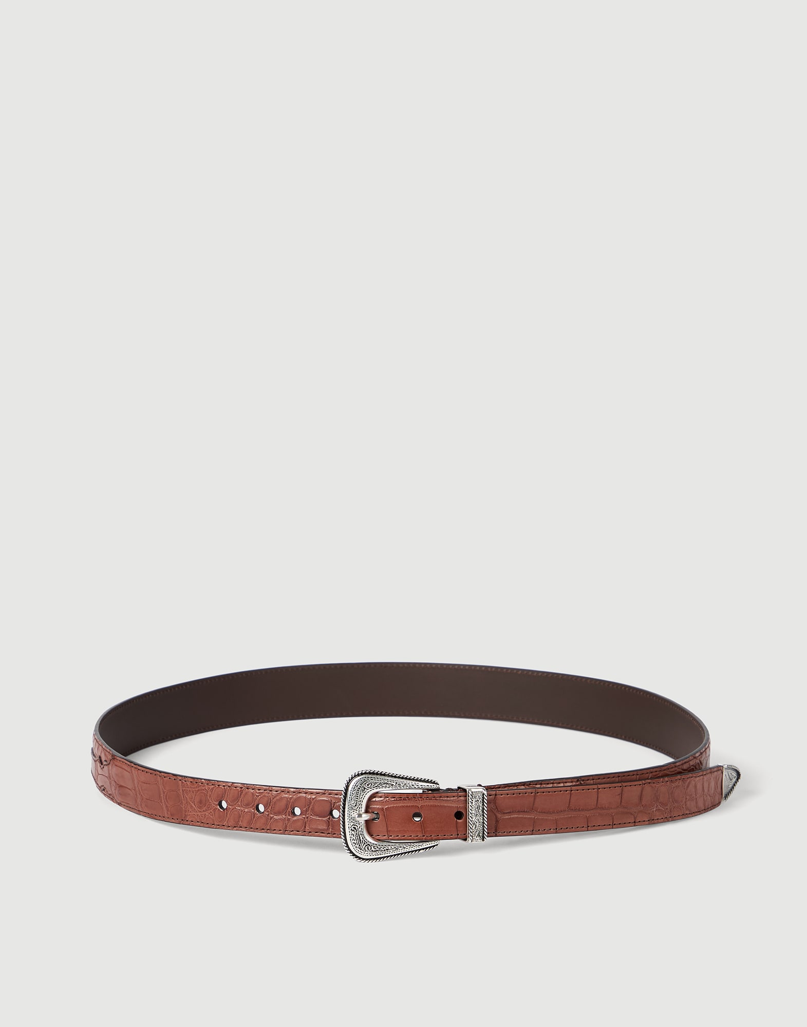Alligator belt in Sterling Silver Leather Man - Brunello Cucinelli