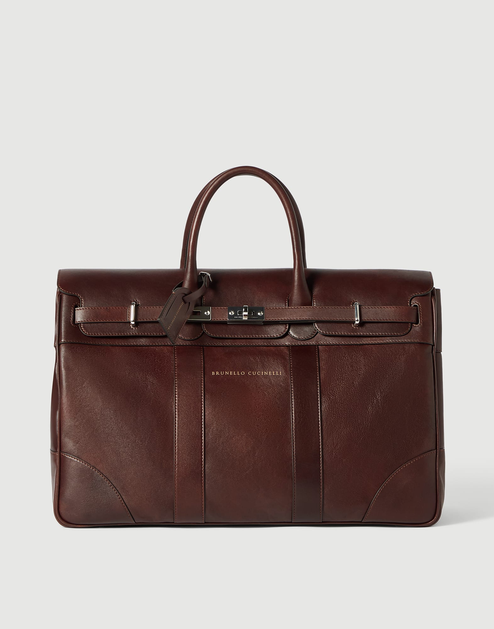 BRUNELLO CUCINELLI カーフスキン　カントリーバッグ メンズ 向け バーガンディー カーフスキン カントリーバッグ