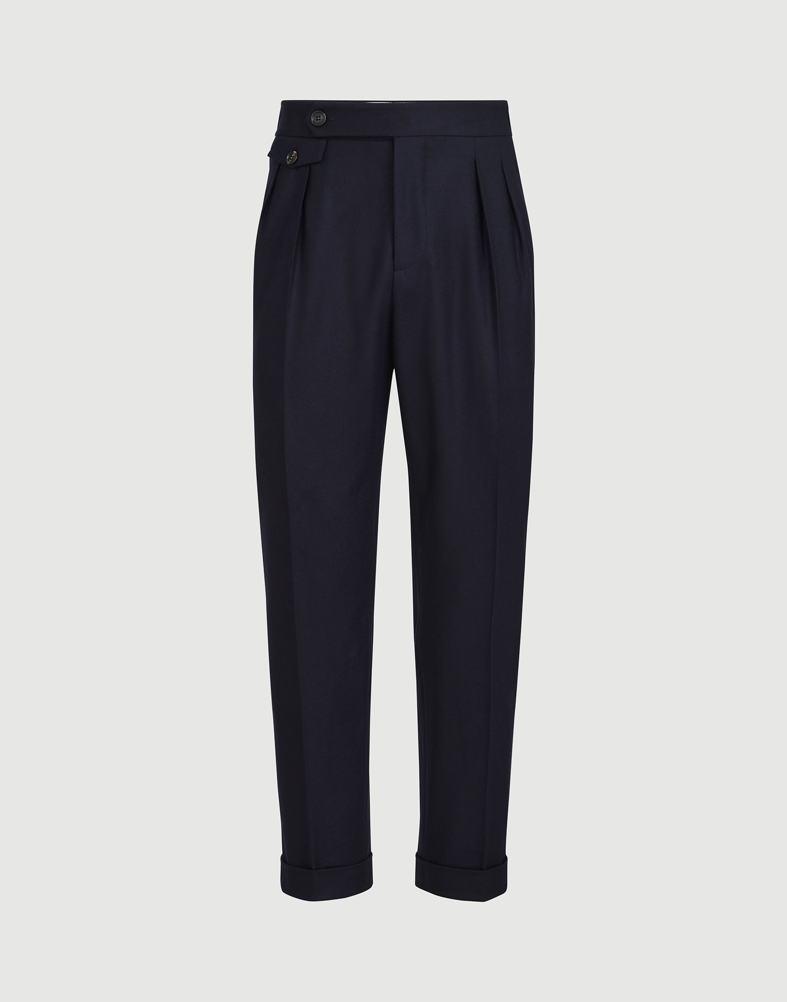 Virgin wool flannel trousers for Man in Blue | Brunello Cucinelli