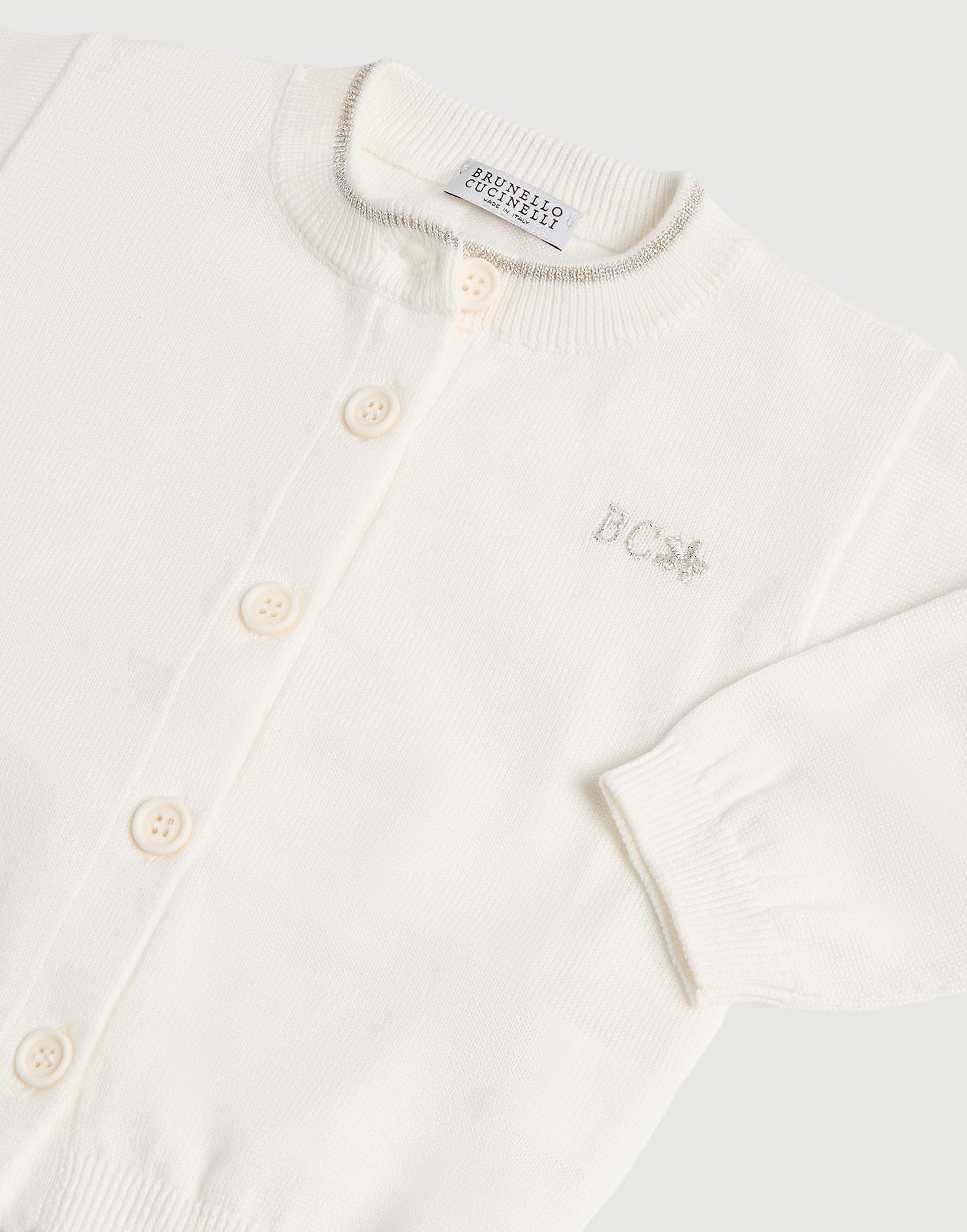 Baby Bernie閃亮衣領開襟衫 巴拿馬 嬰幼兒 - Brunello Cucinelli