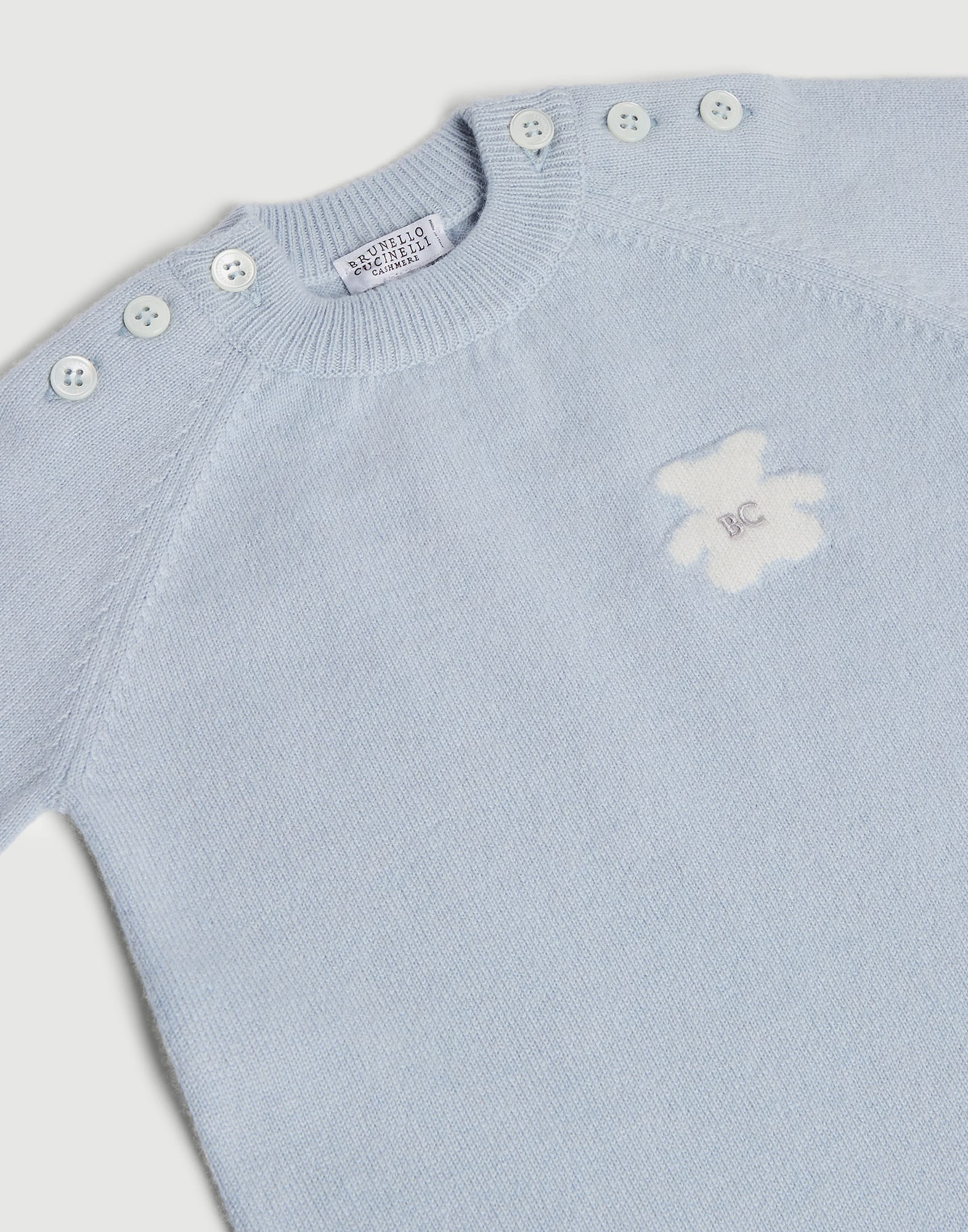 Baby Bernie針織連身服 淺天藍 嬰幼兒 - Brunello Cucinelli