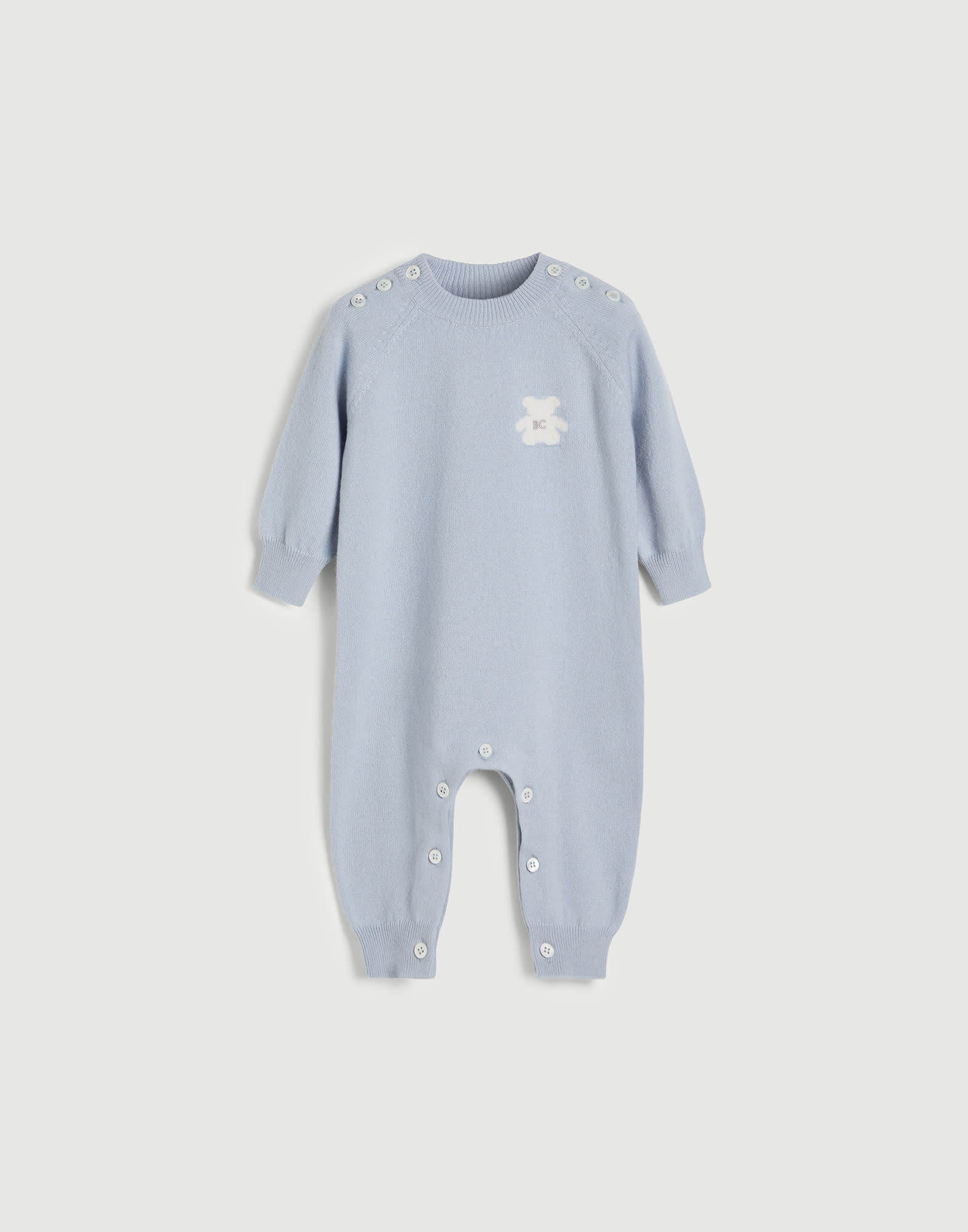 Bernie Baby knit coverall Sky Blue Baby - Brunello Cucinelli