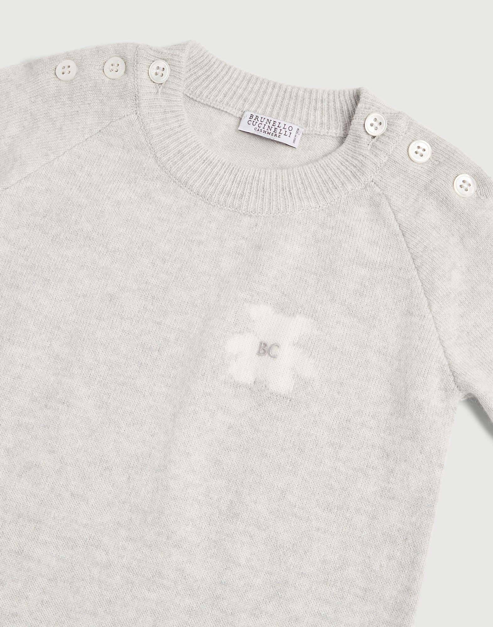 Baby Bernie針織連身服 淺灰色 嬰幼兒 - Brunello Cucinelli