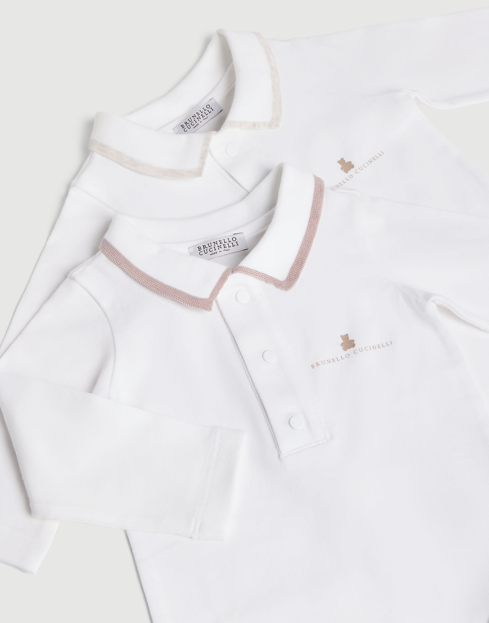 Baby Bernie長袖連身衣 白色 / 粉紅色 嬰幼兒 - Brunello Cucinelli