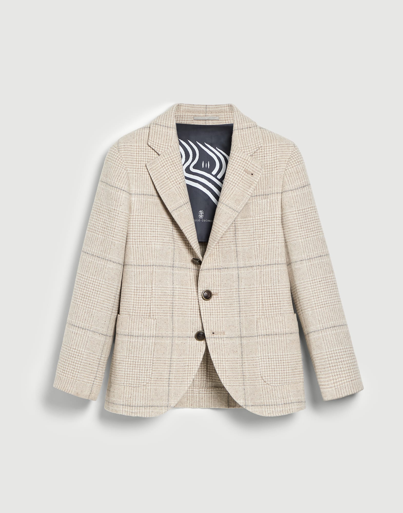 Prince of Wales flannel blazer Sand Boys - Brunello Cucinelli