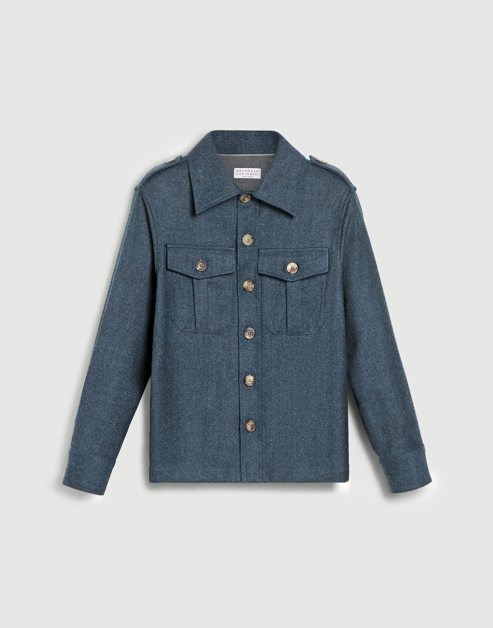 Virgin wool flannel overshirt Denim Boys - Brunello Cucinelli