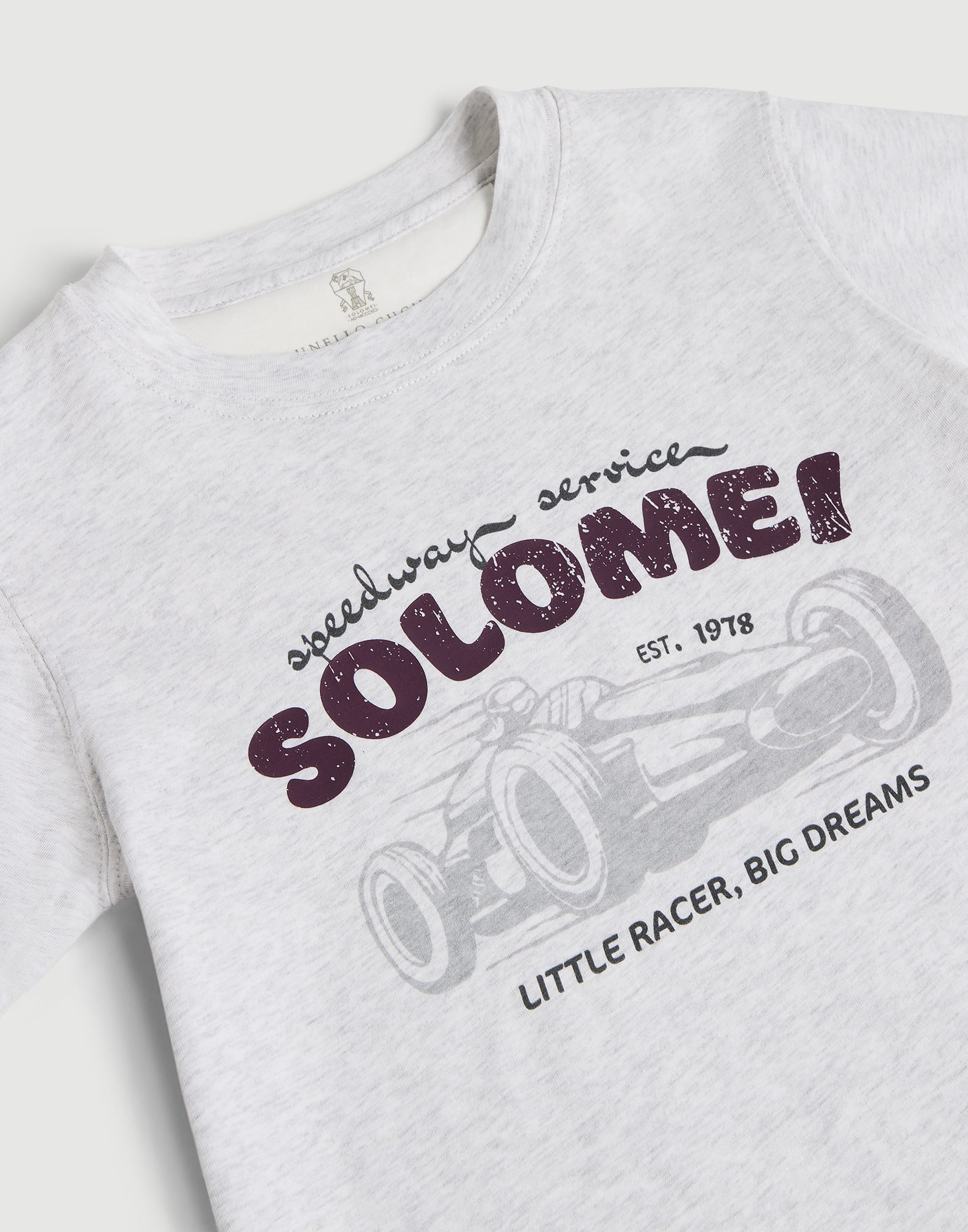 T-shirt with print for Boys in Pearl Grey | Brunello Cucinelli