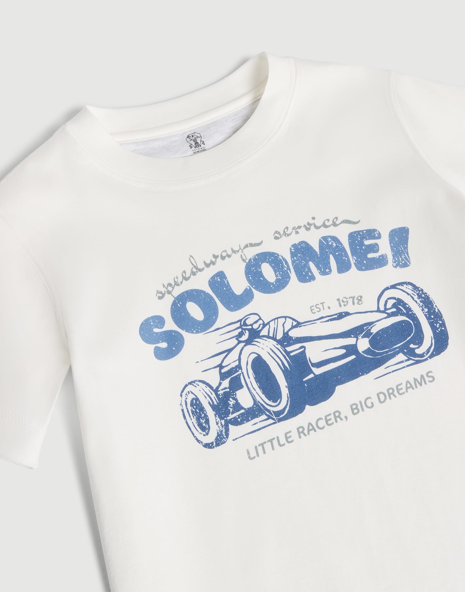 T-shirt with print for Boys in Pearl Grey | Brunello Cucinelli