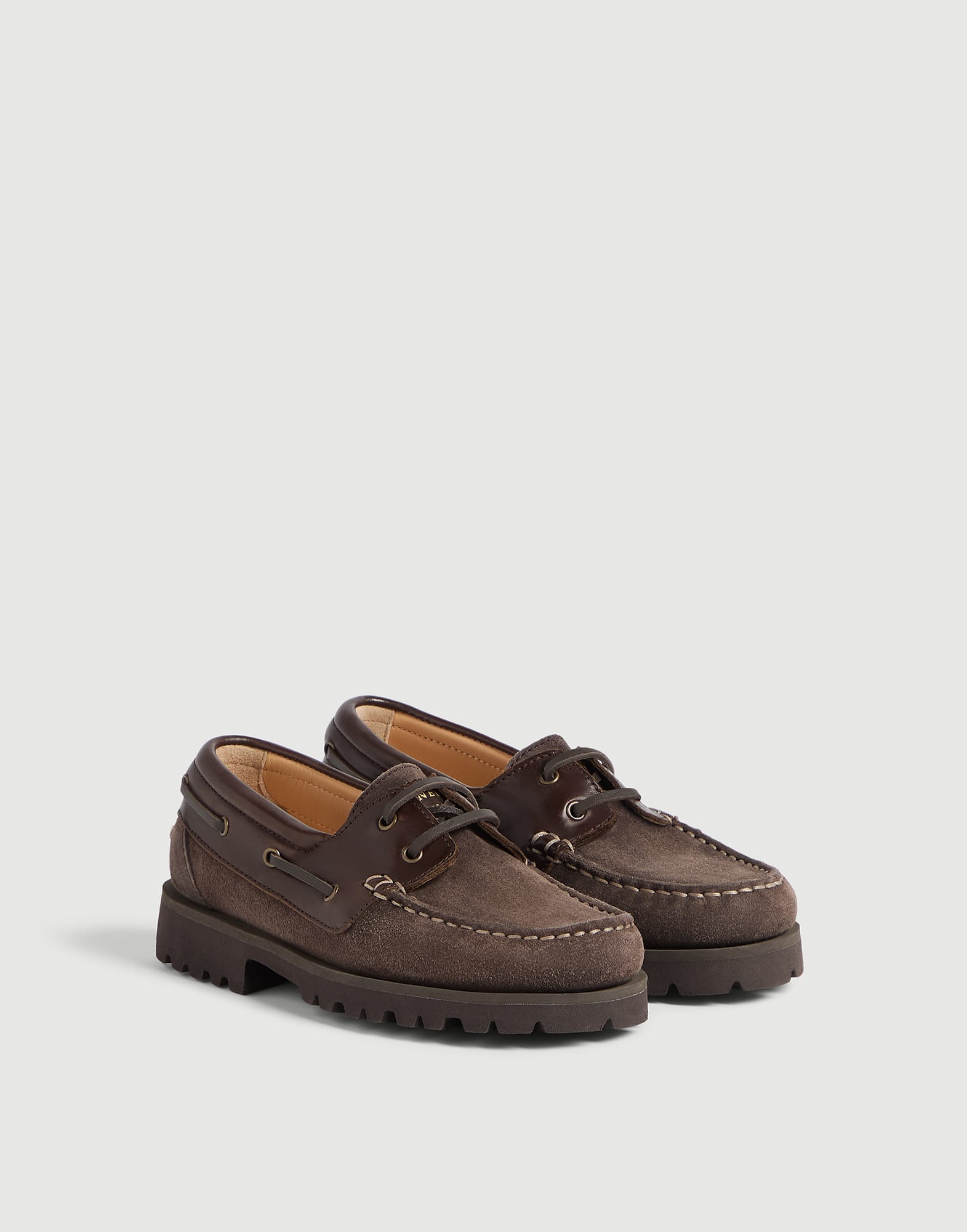 Suede and calfskin boat shoes Mahogany Boys - Brunello Cucinelli