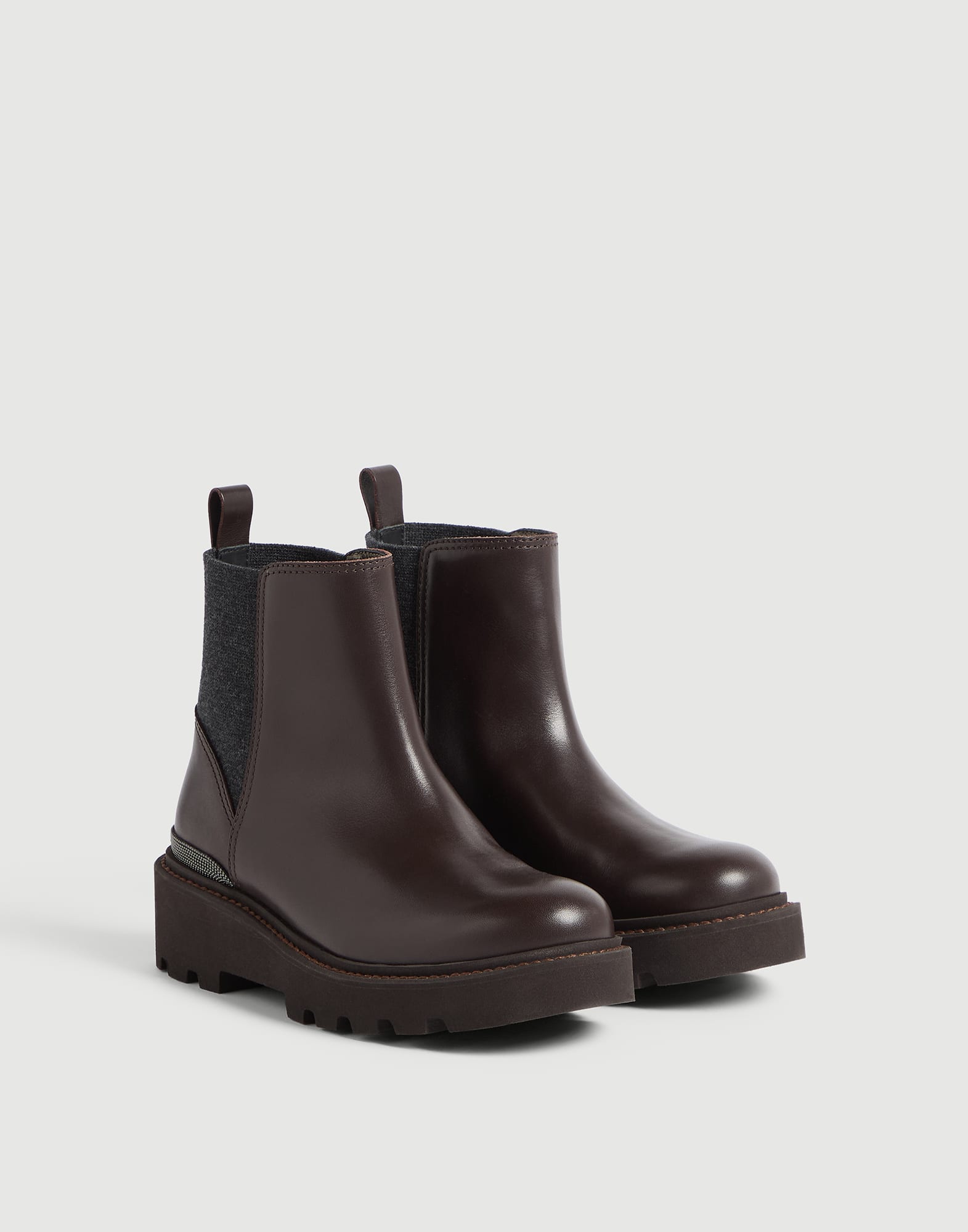 Chelsea boots avec Monile Brun Fonc&eacute; Fille - Brunello Cucinelli