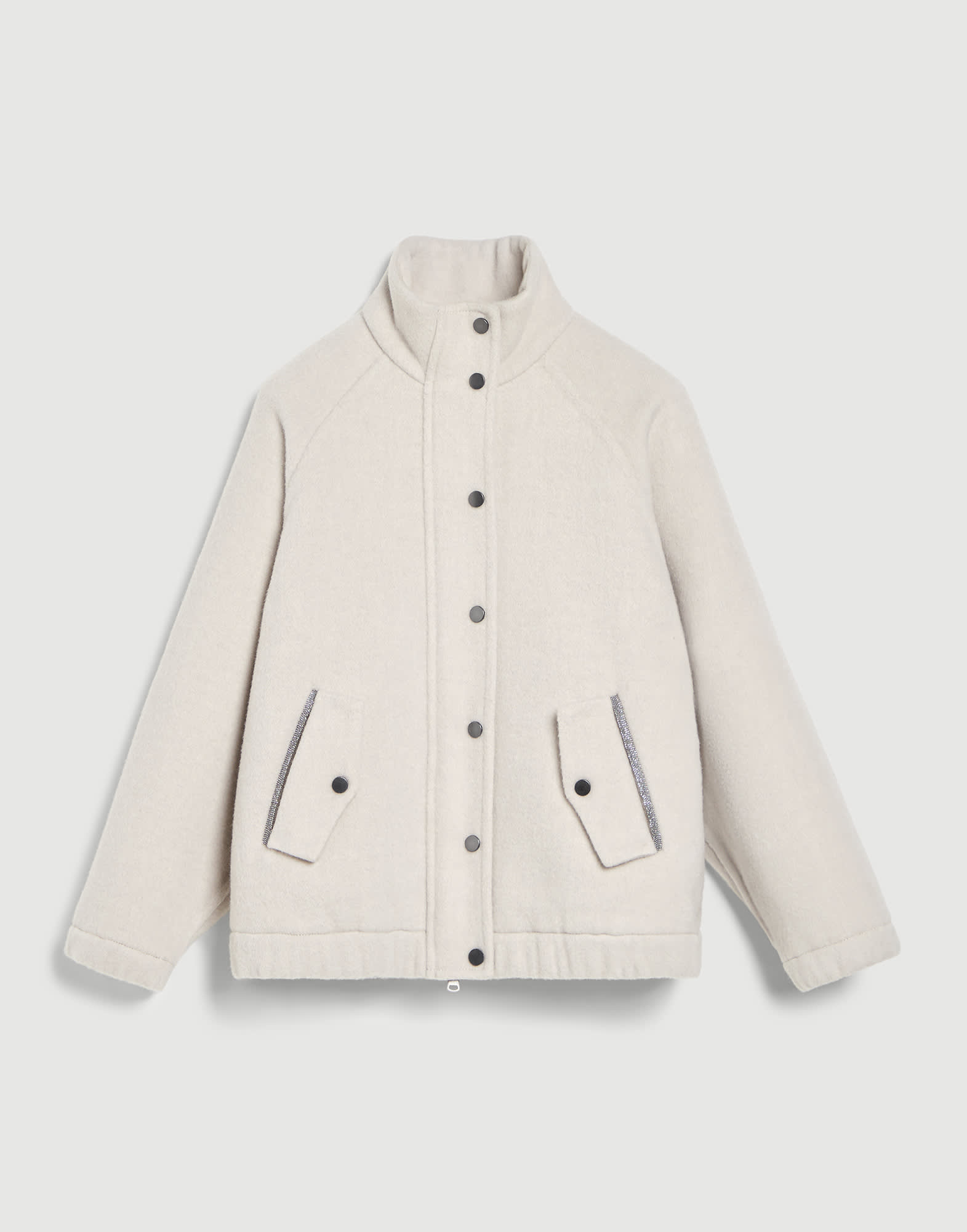 镶珠撞色手工面料外套大衣 石灰华色 女童 - Brunello Cucinelli