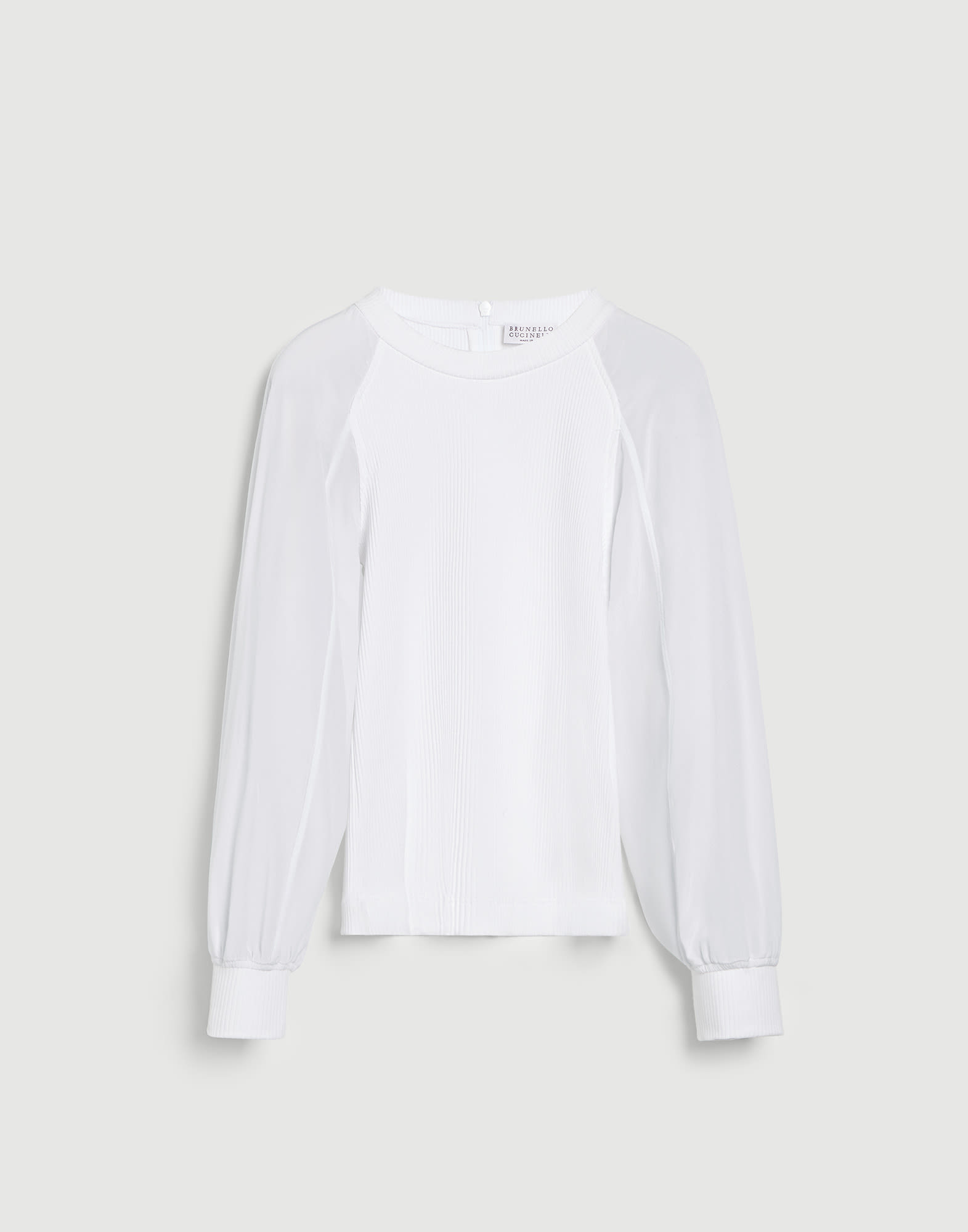 罗纹针织料T恤衫 白色 女童 - Brunello Cucinelli