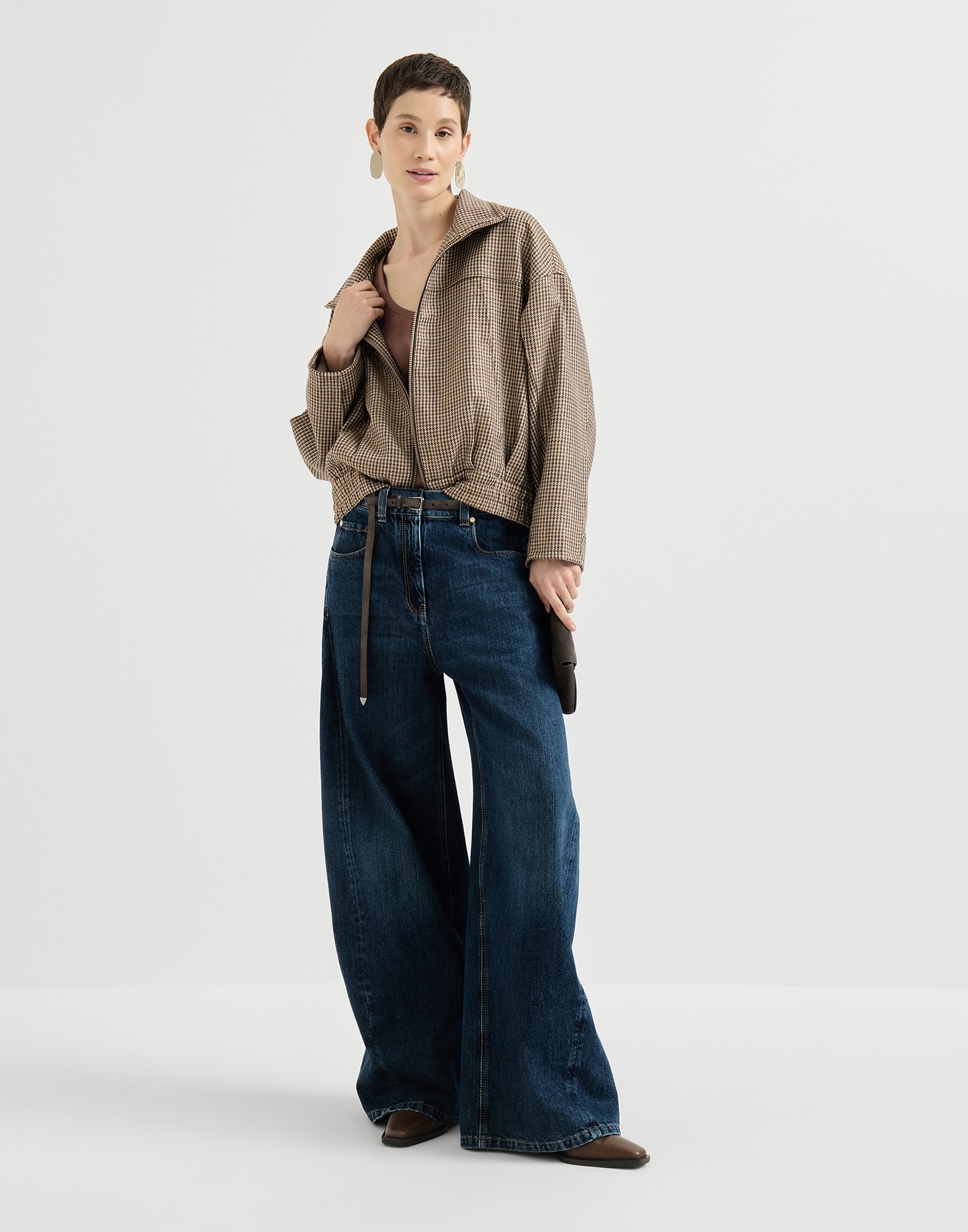★BRUNELLO CUCINELLI★リネン×シルク ジレ ベストスパンコール Stretch silk satin camisole for Woman in Brown | Brunello Cucinelli