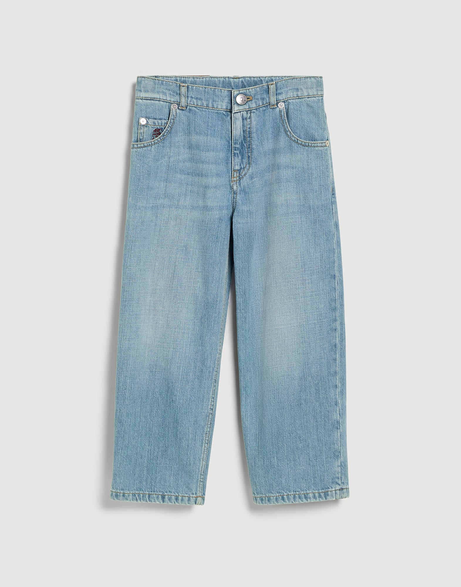 Pantalon baggy en denim l&eacute;ger Denim Clair Gar&ccedil;on - Brunello Cucinelli