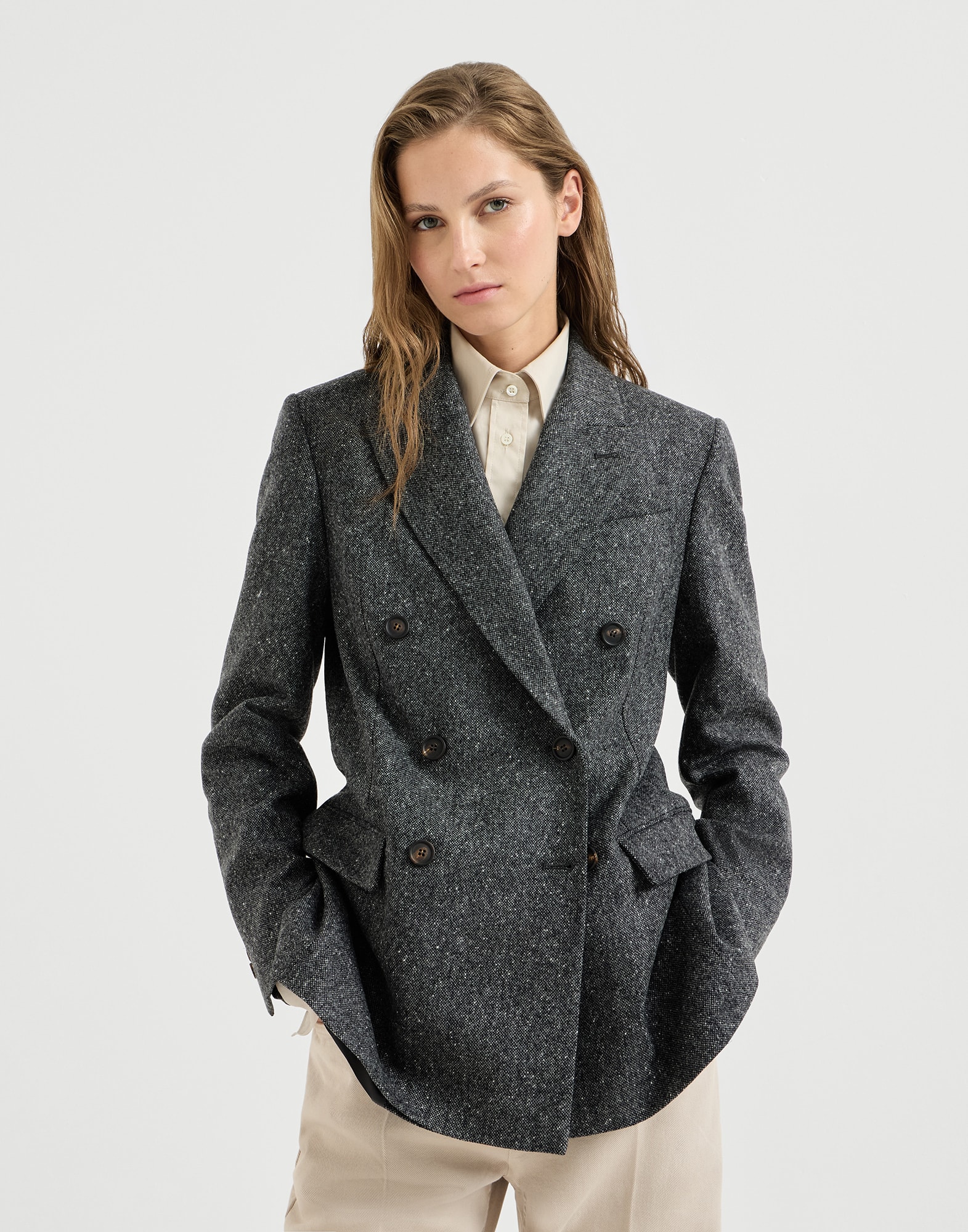 Donegal blazer with monili for Woman in Anthracite | Brunello