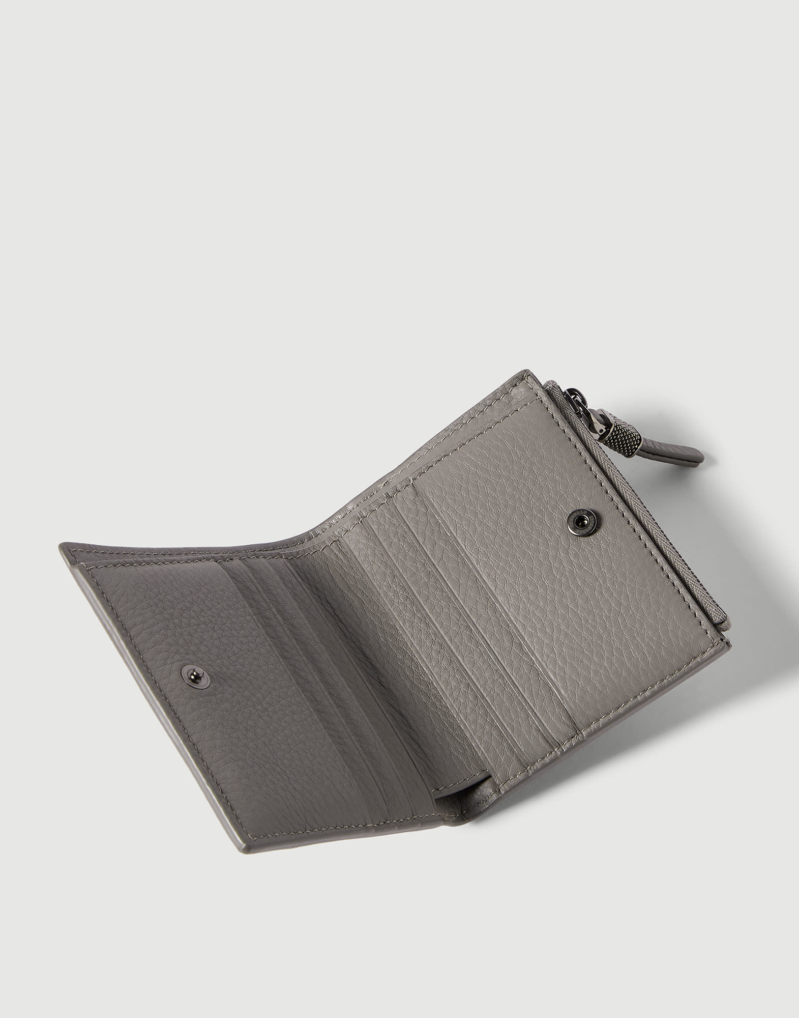 Brunello Cucinelli マネークリップ レザー シルバー 財布 Wallet for Woman in Stone Grey | Brunello Cucinelli
