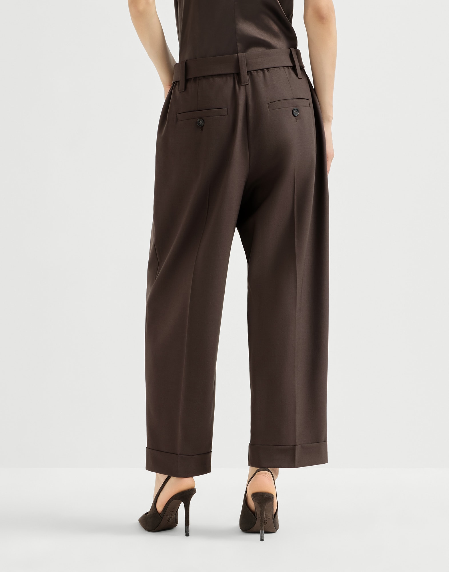 Sartorial Baggy trousers for Woman in Coffee | Brunello Cucinelli