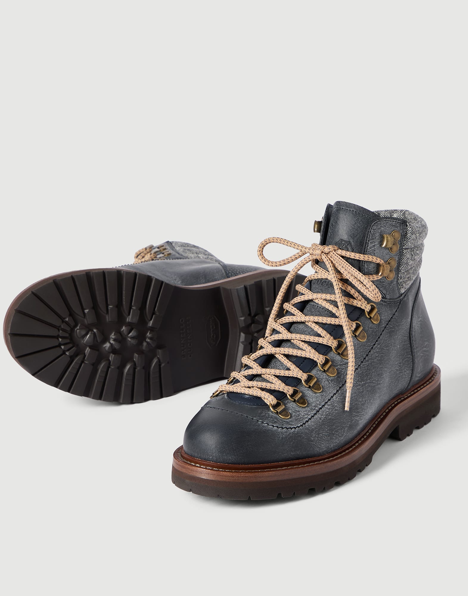 Calfskin Mountain Boot for Man in Camel | Brunello Cucinelli