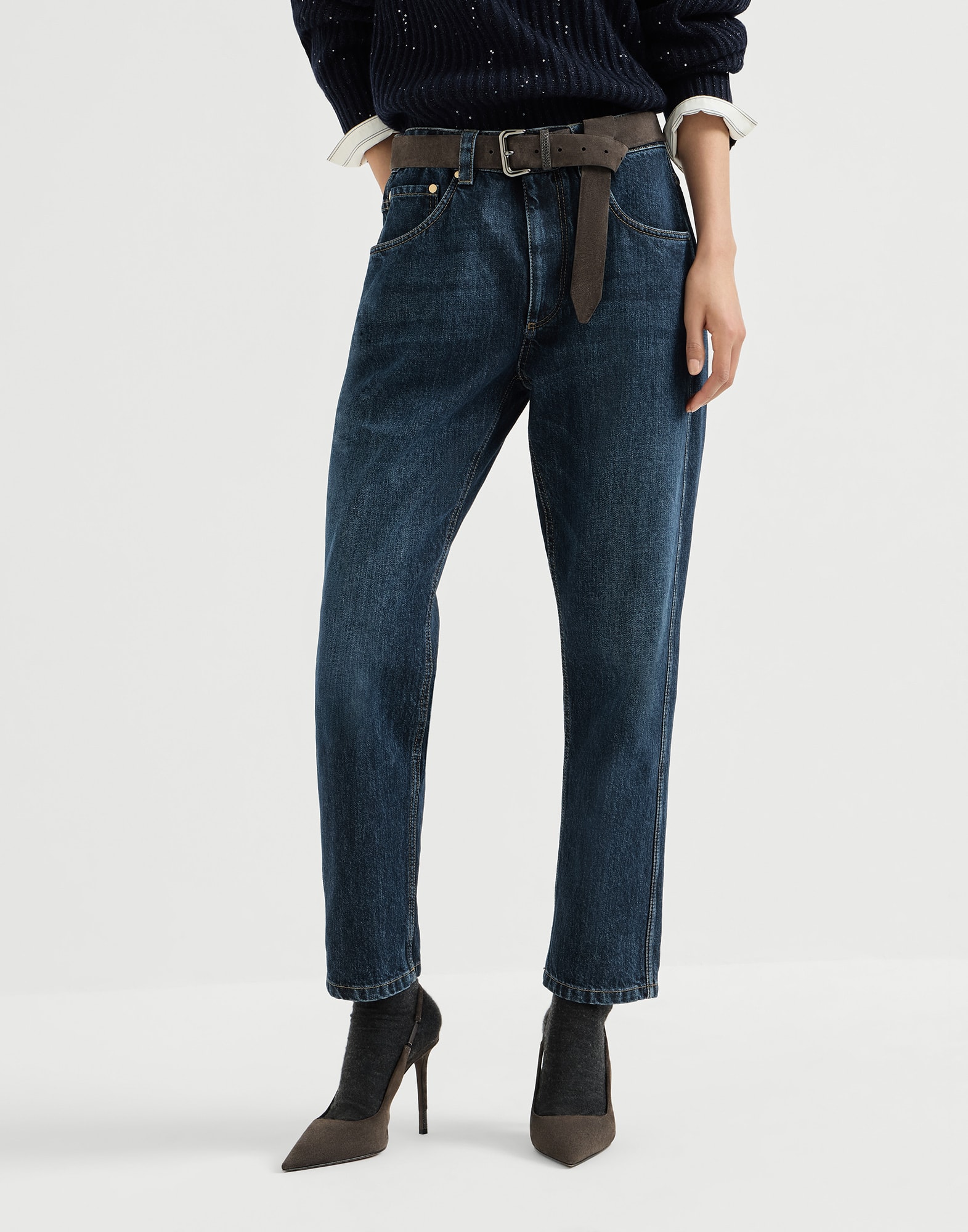 Straight-Hose Jeansblau Damen - Brunello Cucinelli