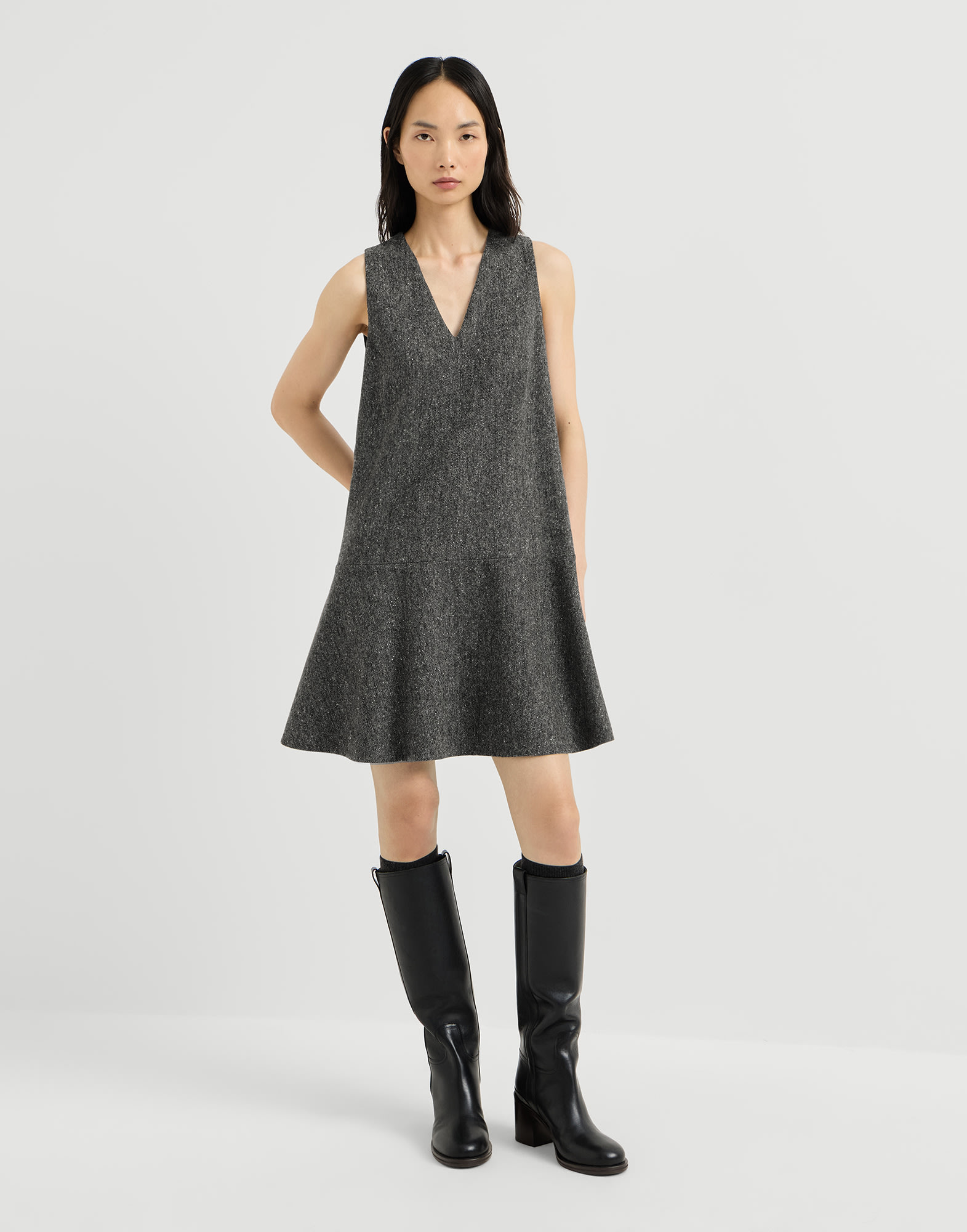 Donegal mini dress Anthracite Woman - Brunello Cucinelli