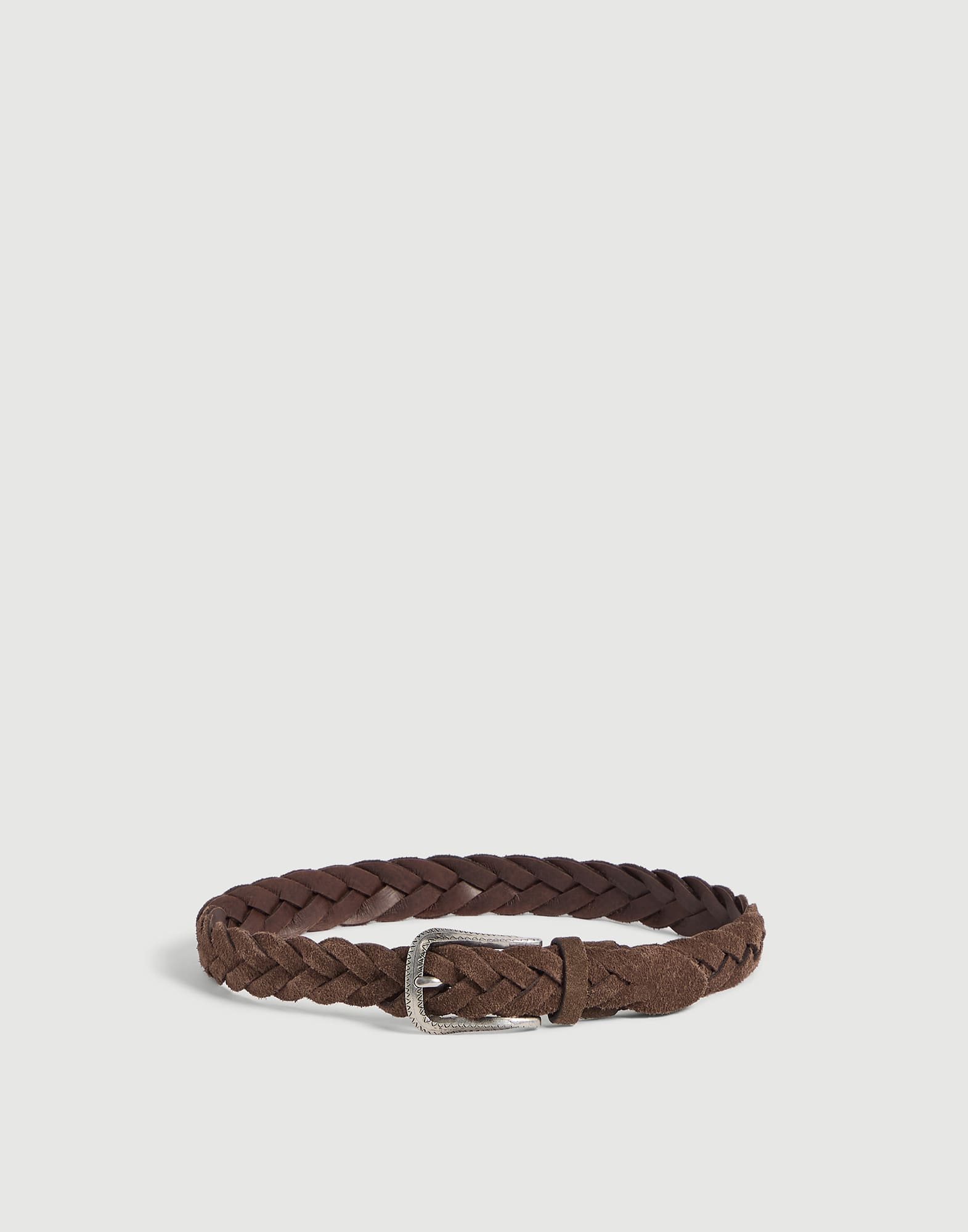 Reversed calfskin braided belt Chestnut Boys - Brunello Cucinelli