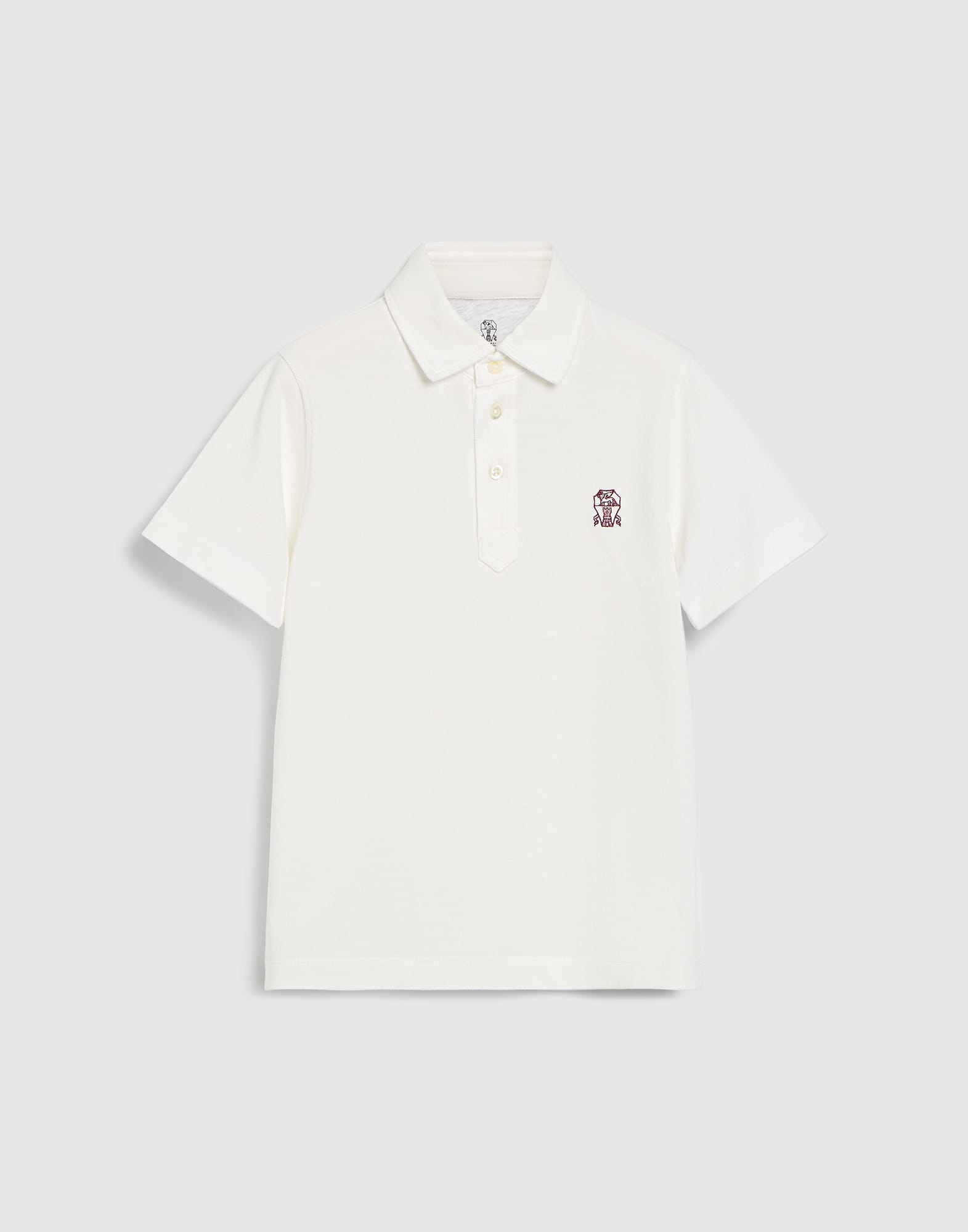 珠地布Polo衫 米白色 男童 - Brunello Cucinelli