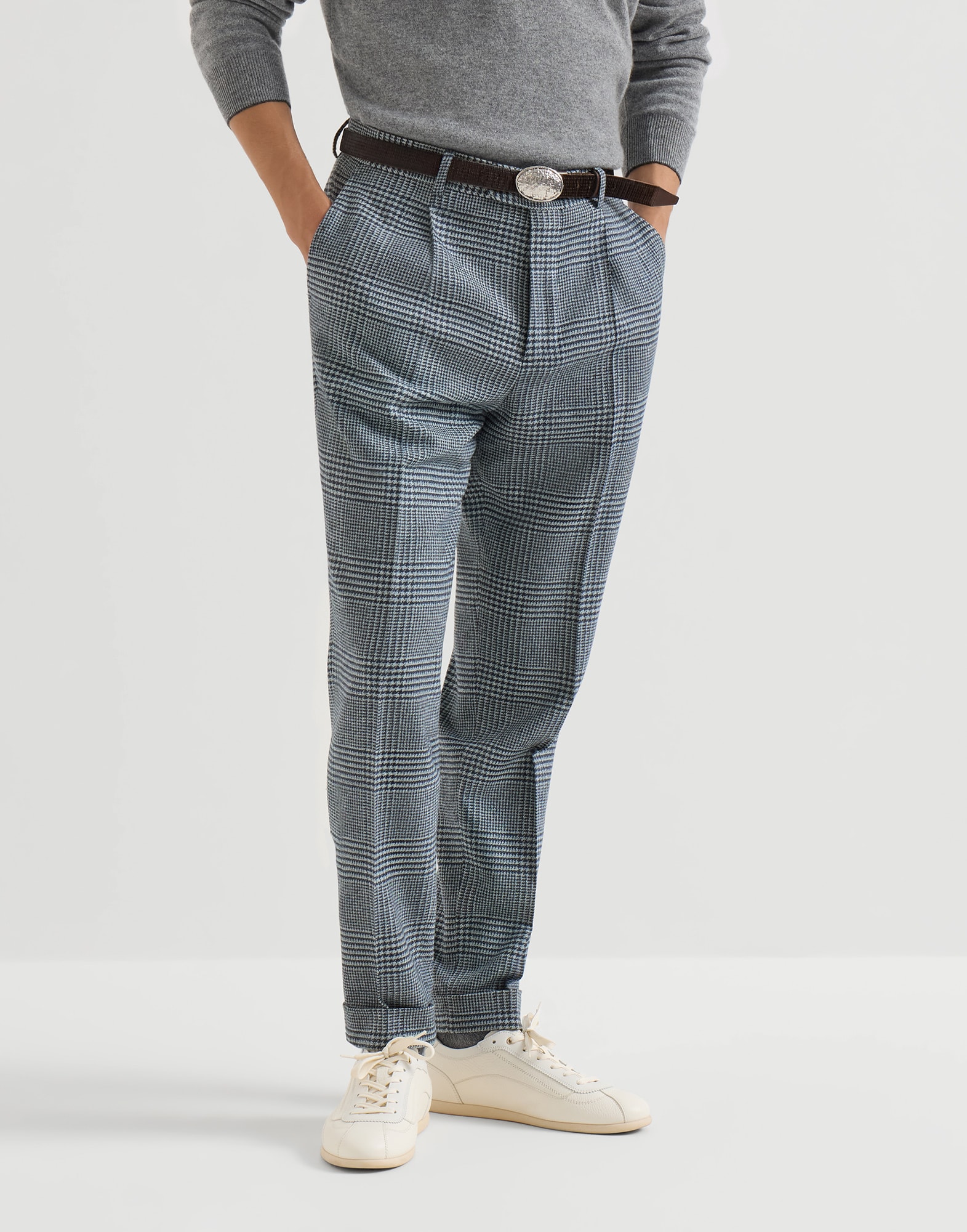 Prince of Wales trousers Cerulean Man - Brunello Cucinelli