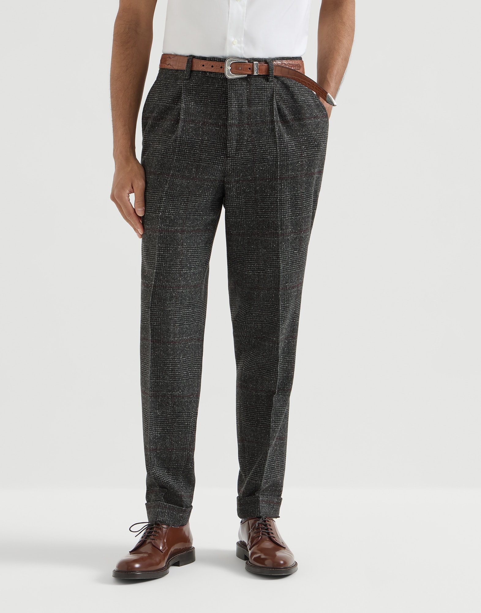 Prince of Wales trousers Anthracite Man - Brunello Cucinelli