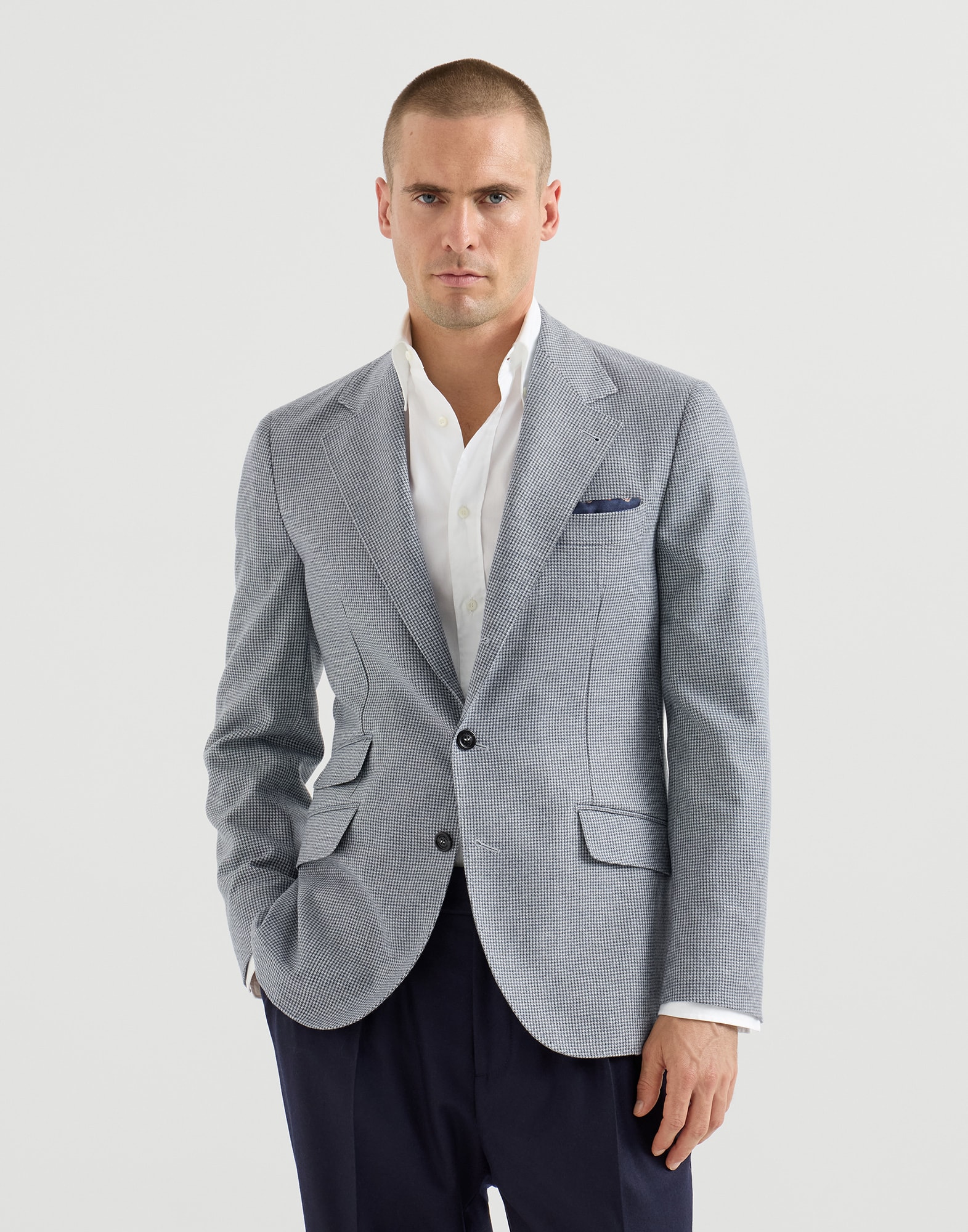 Veste en flanelle pied-de-poule C&eacute;rul&eacute;um Homme - Brunello Cucinelli