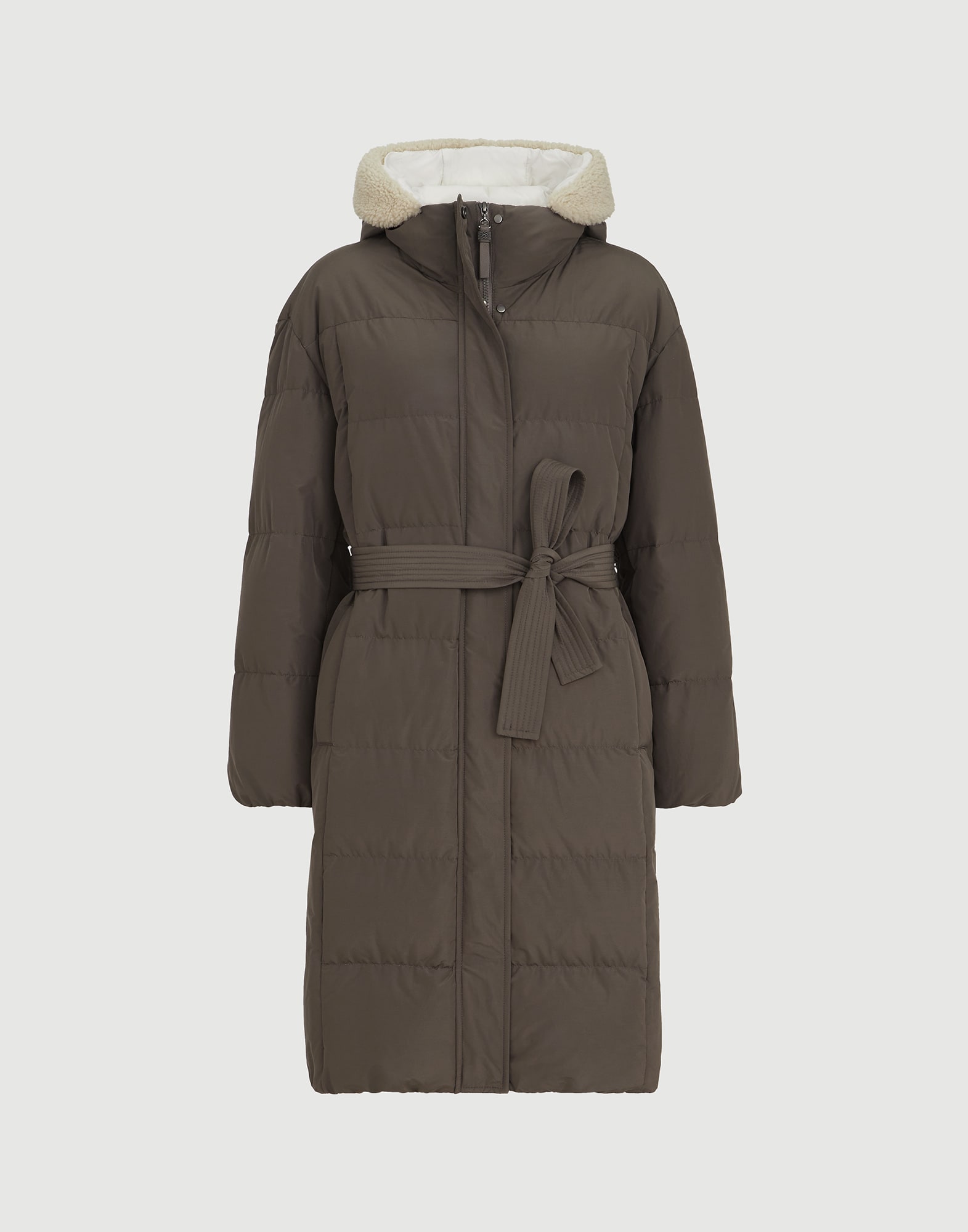 Taffeta down jacket for Woman in Brown | Brunello Cucinelli