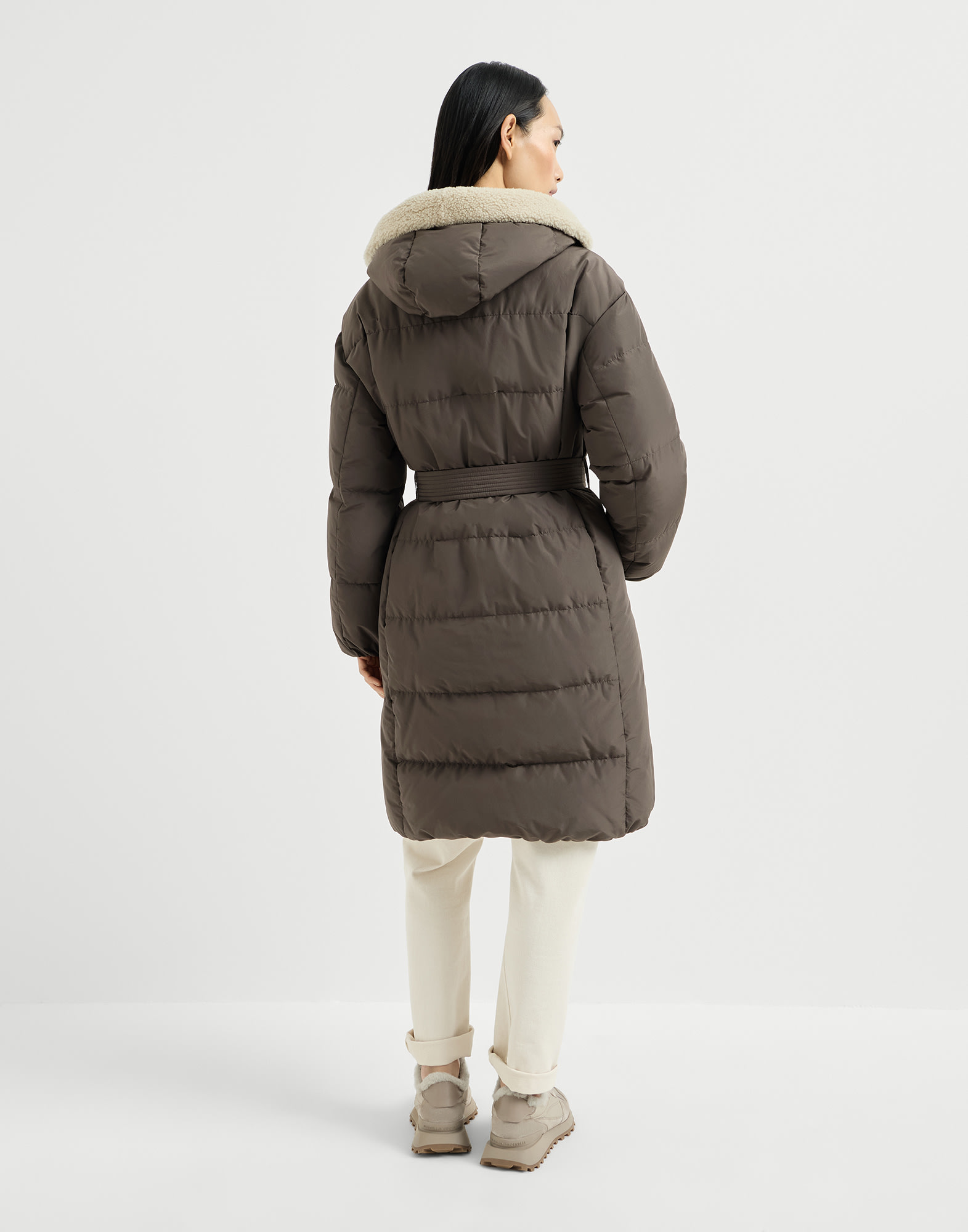 Taffeta down jacket for Woman in Brown | Brunello Cucinelli
