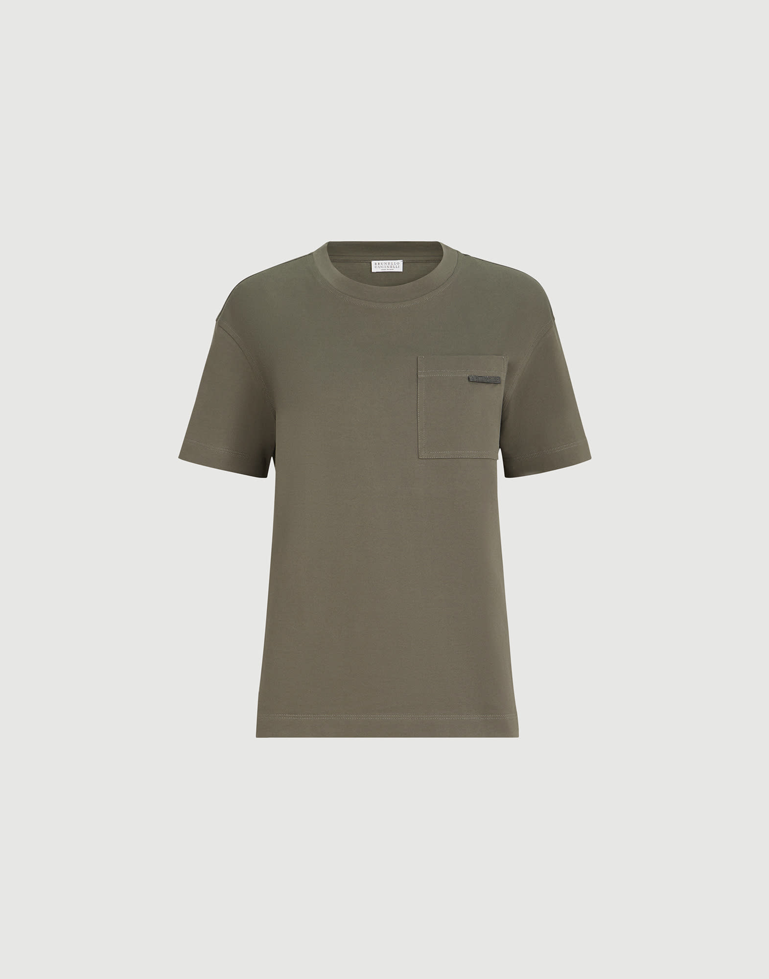 BRUNELLO CUCINELLI - 未使用品△Brunello Cucinelli ブルネロクチネリ モニーレ付き コットンジャージー クルーネック 半袖Ｔシャツ ホワイト S イタリア製 正規品 レディース 定価80,300円 レディース 向け ホワイト コットンジャージー Tシャツ | Brunello