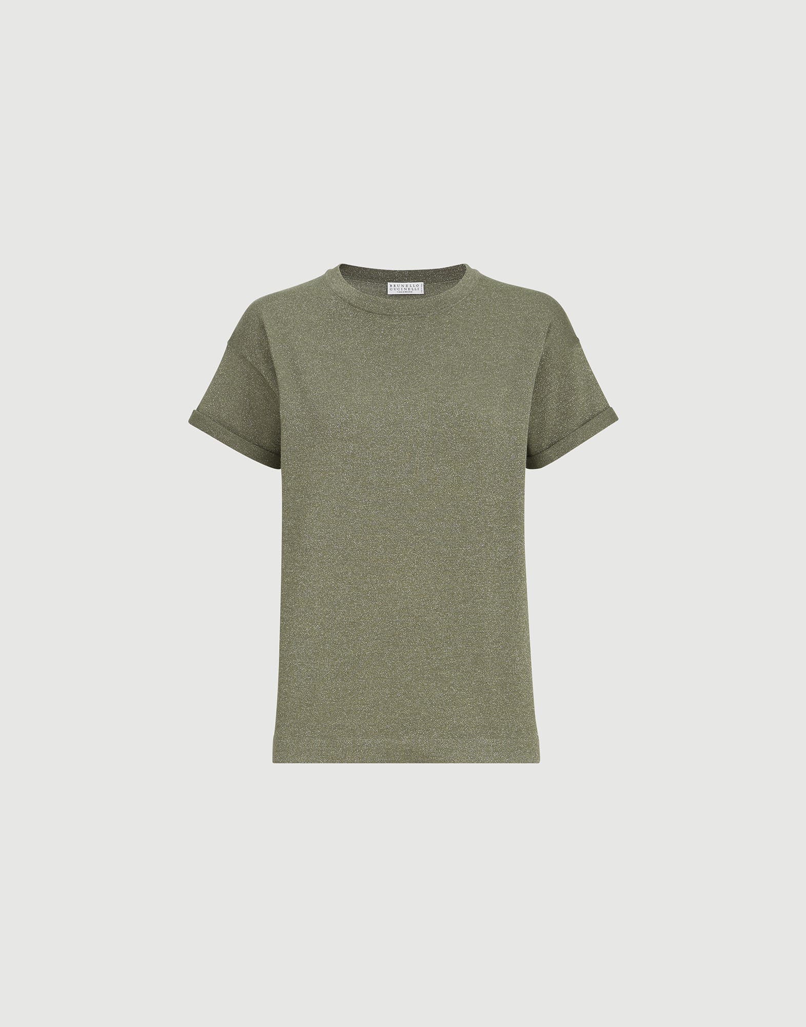 レディース 向け ライトグレー カシミヤ&シルク ニットTシャツ