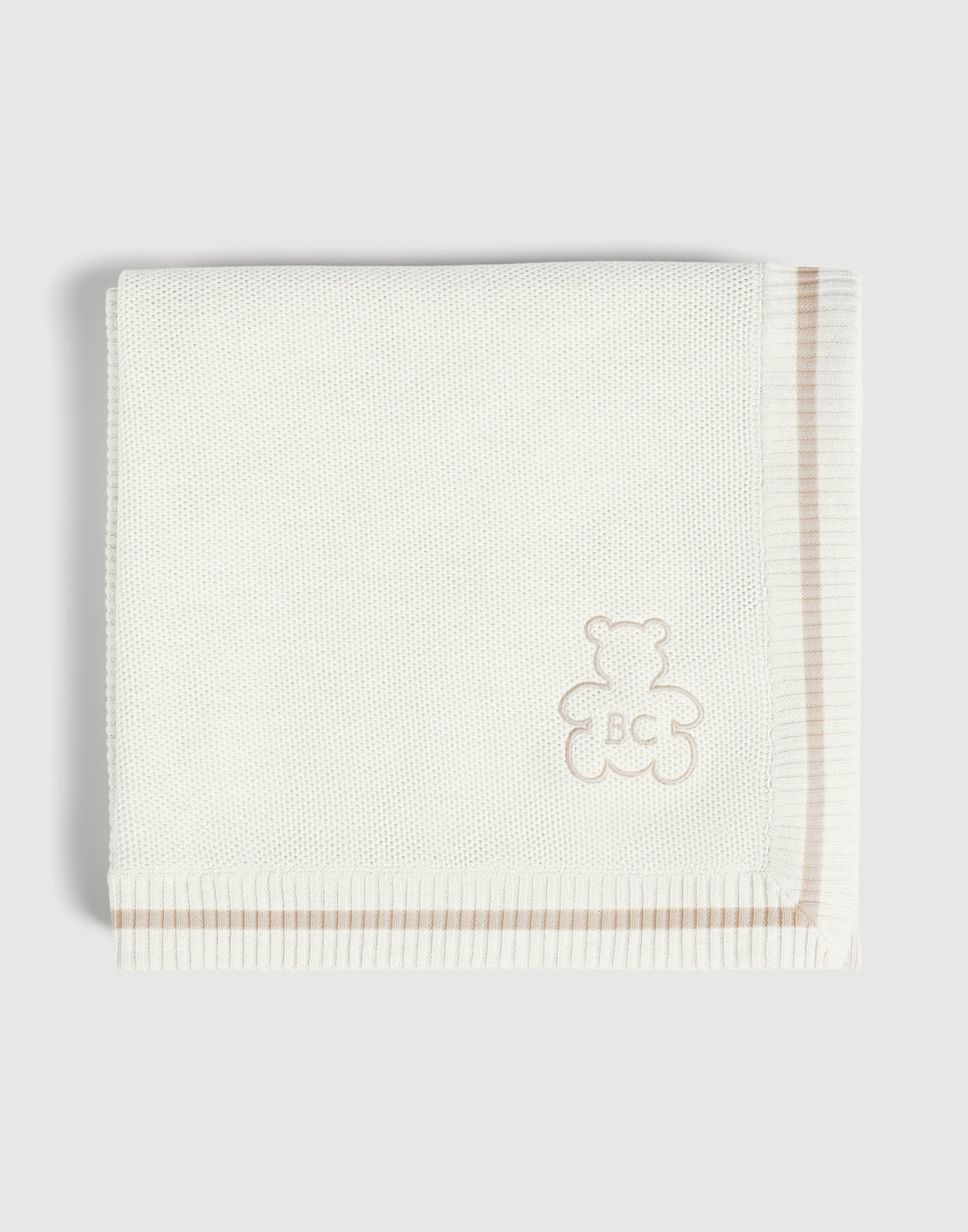 Baby Bernie cotton knit blanket White / Beige Baby - Brunello Cucinelli