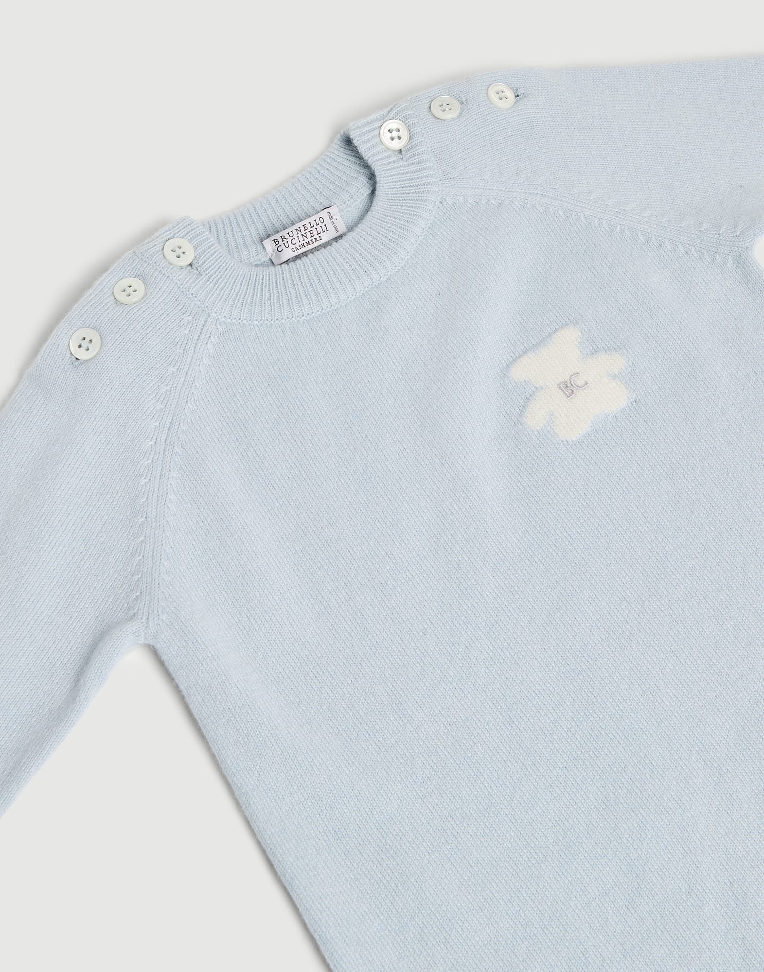Baby Bernie針織連身服 淺天藍 嬰幼兒 - Brunello Cucinelli