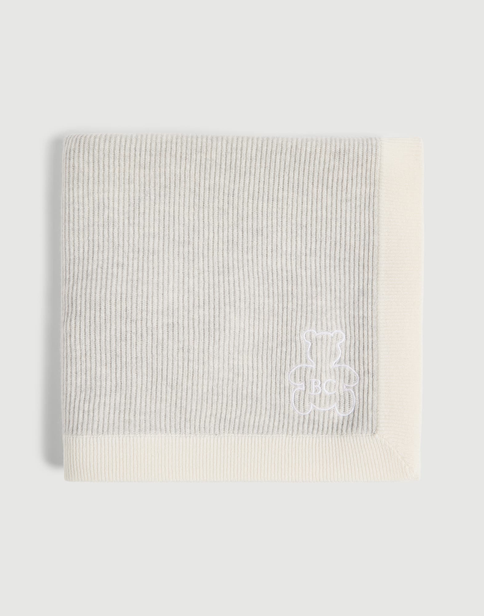 Bernie Baby rib knit blanket Fog Baby - Brunello Cucinelli