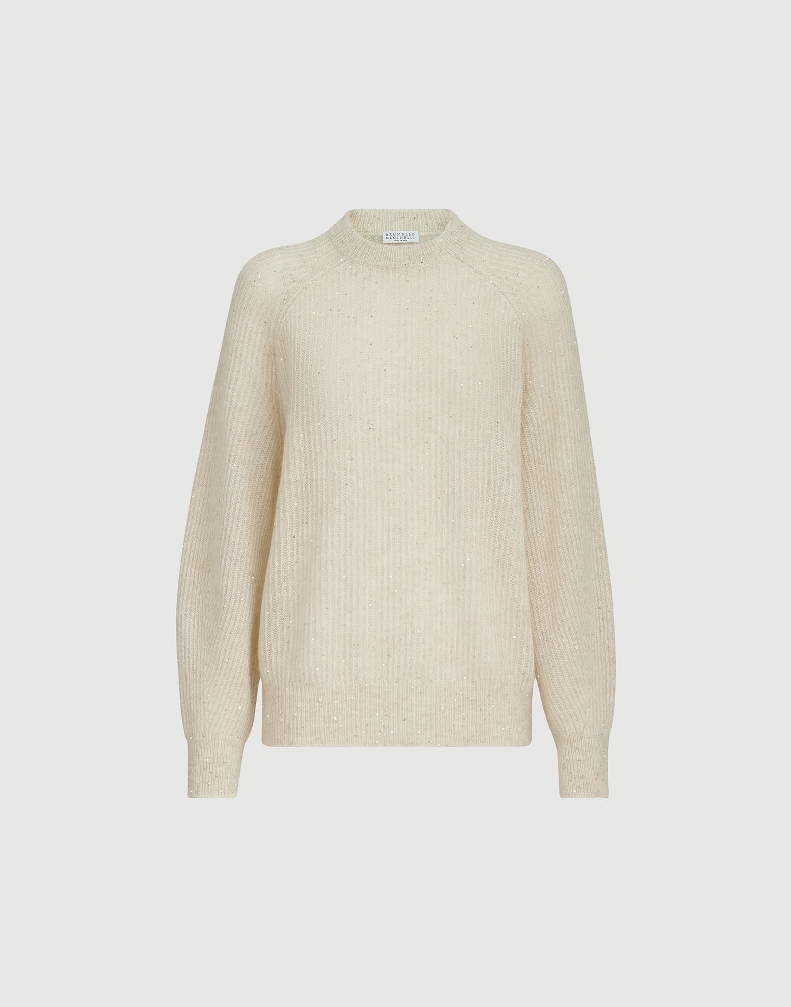 Diamond yarn English rib sweater for Woman in Ivory | Brunello