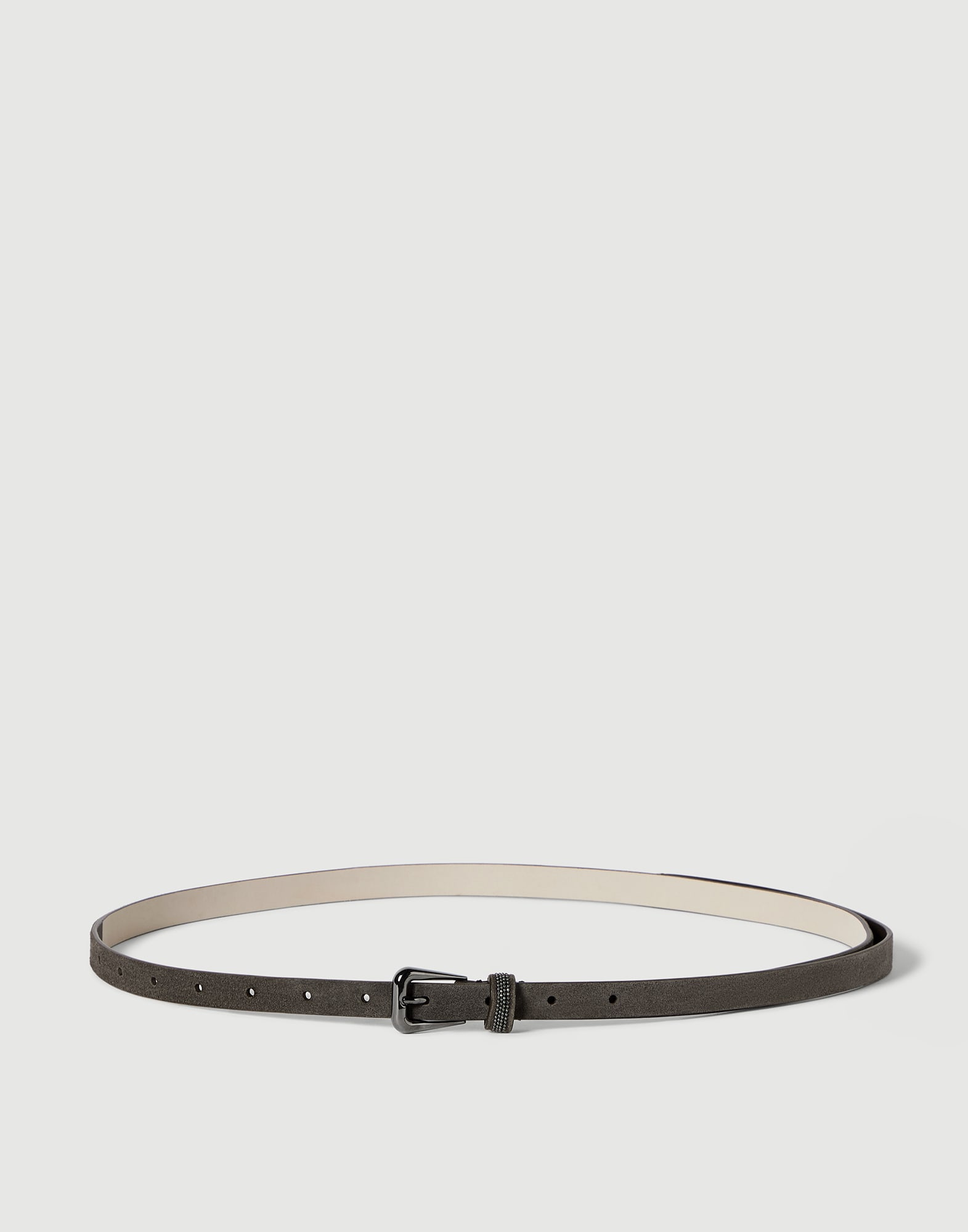 Ceinture en daim avec boucle brillante Poivre Femme - Brunello Cucinelli