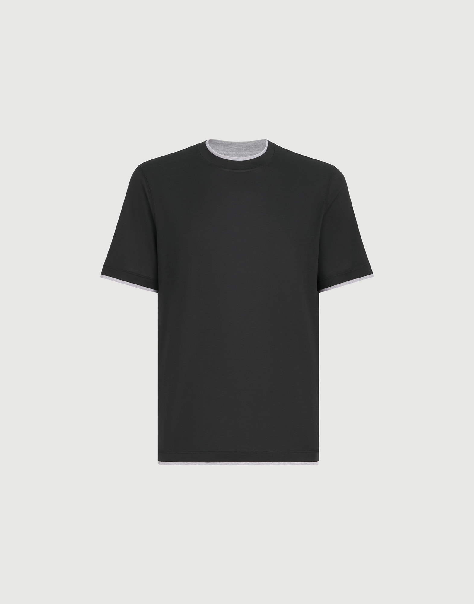 Lightweight jersey T-shirt for Man in Black | Brunello Cucinelli