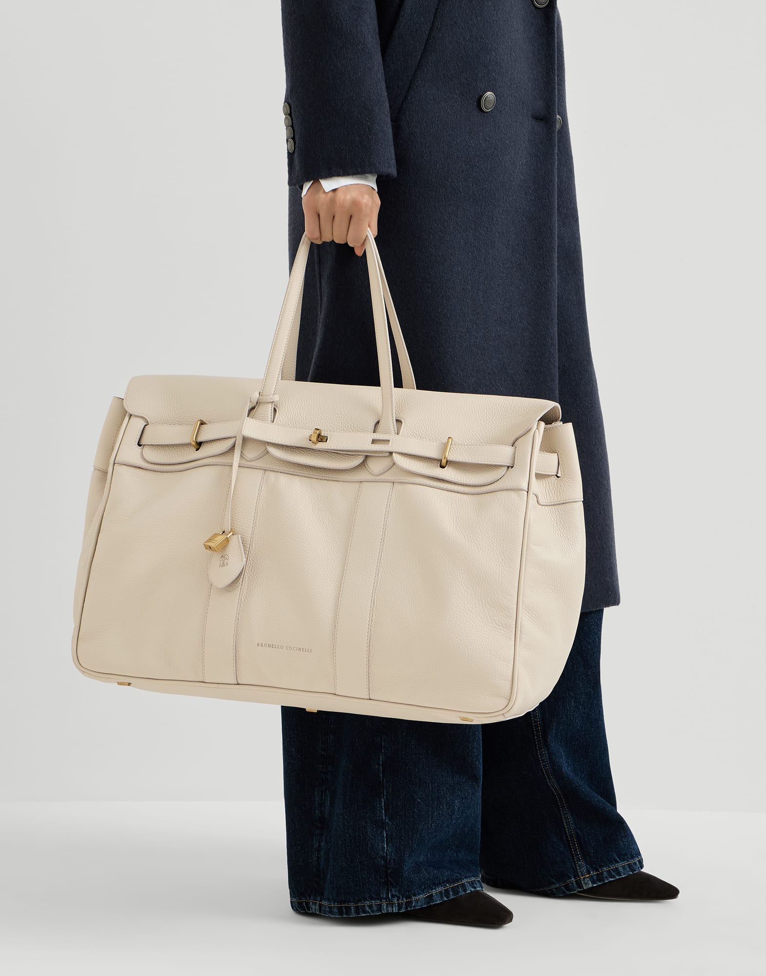 Explorer travel bag in deerskin for Woman in Ivory | Brunello