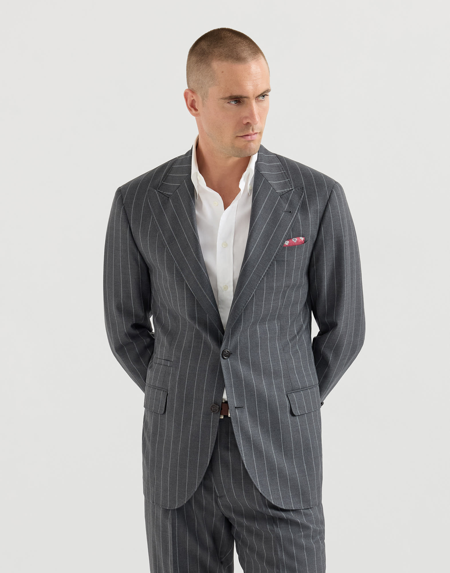 Blazer with peak lapel for Man in Grey | Brunello Cucinelli