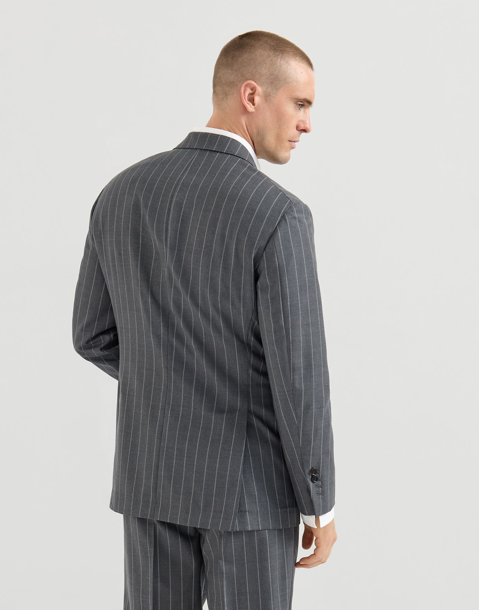 Blazer with peak lapel for Man in Grey | Brunello Cucinelli